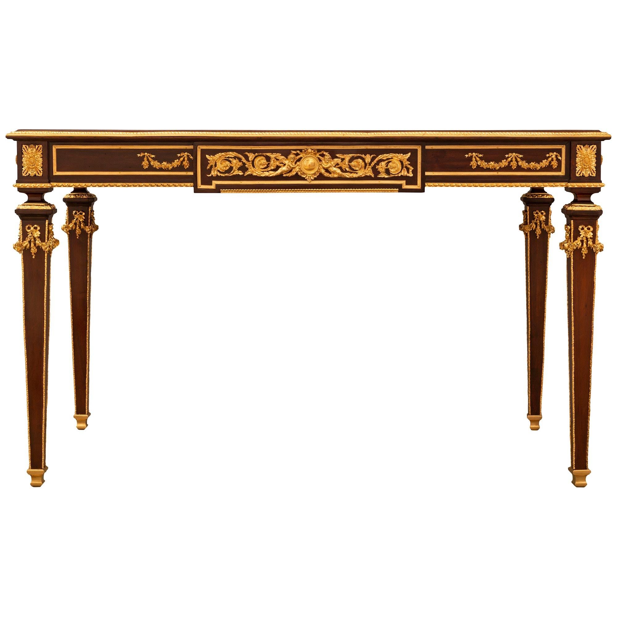 French 19th Century Belle Époque Period Mahogany, Brass and Ormolu Desk For Sale 6