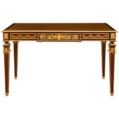 French 19th Century Belle Époque Period Mahogany, Brass and Ormolu Desk