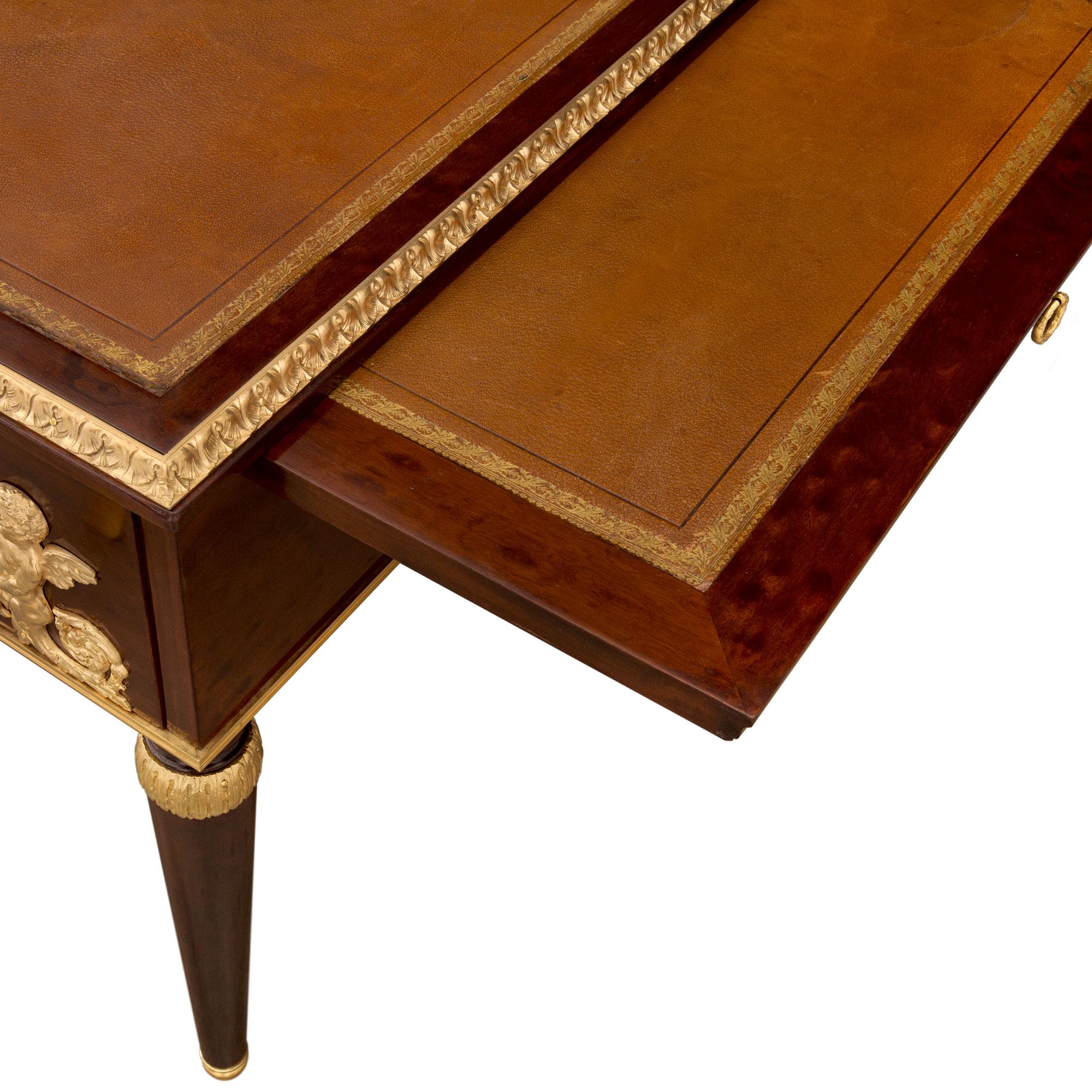 French 19th Century Belle Époque Period Mahogany, Burl Walnut and Ormolu Desk For Sale 8