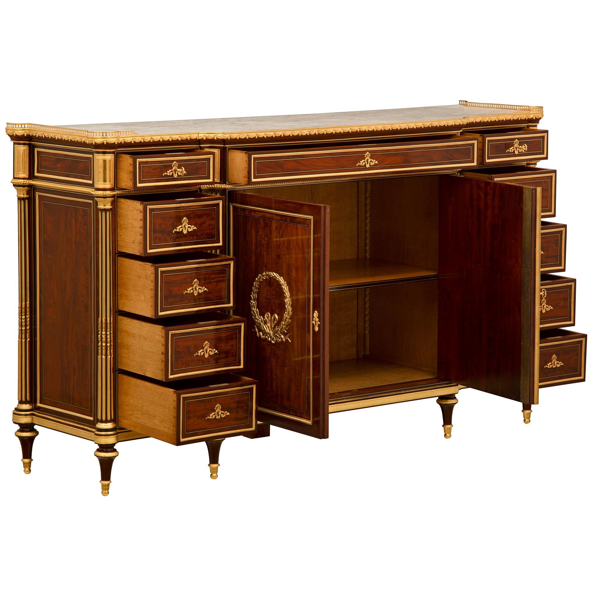 French 19th Century Belle Époque Period Mahogany, Ormolu And Marble Buffet  In Good Condition In West Palm Beach, FL