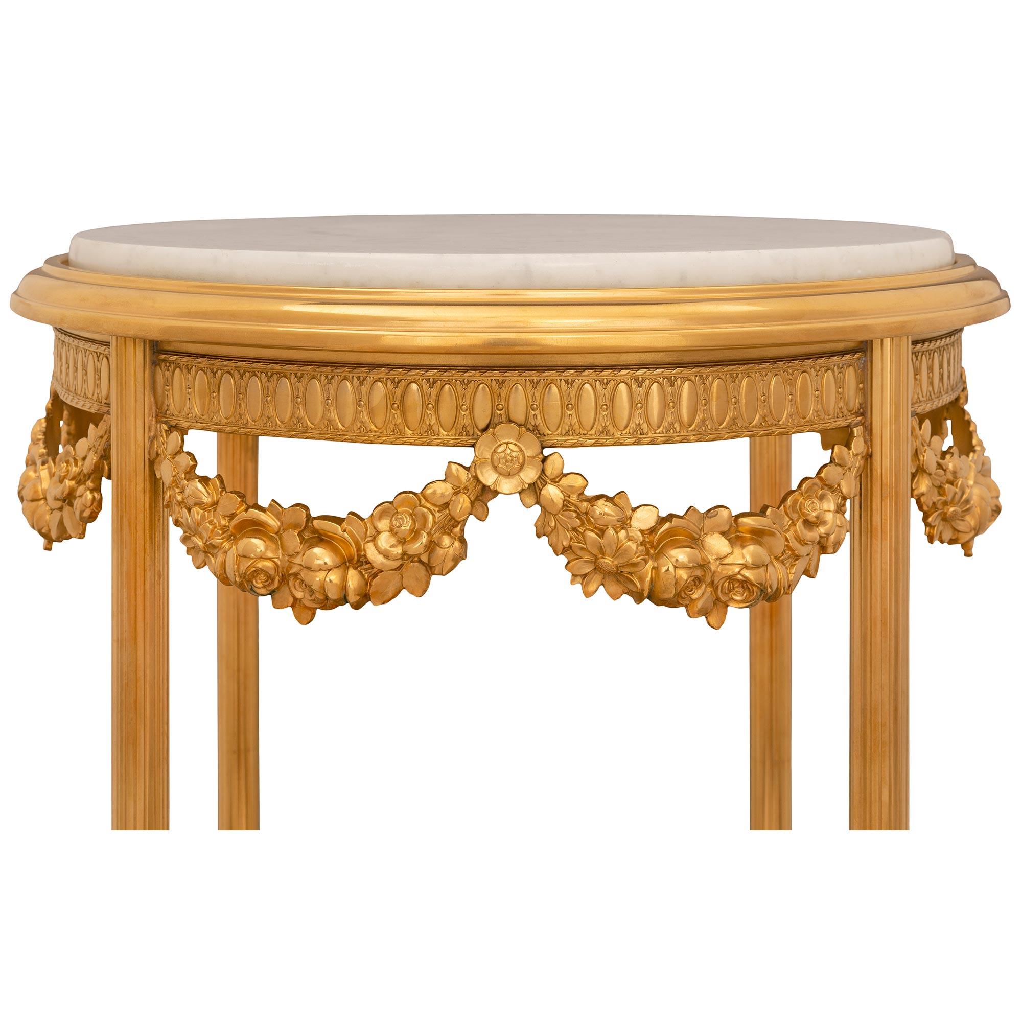 French 19th Century Belle Époque Period Marble and Ormolu Side Table In Good Condition In West Palm Beach, FL
