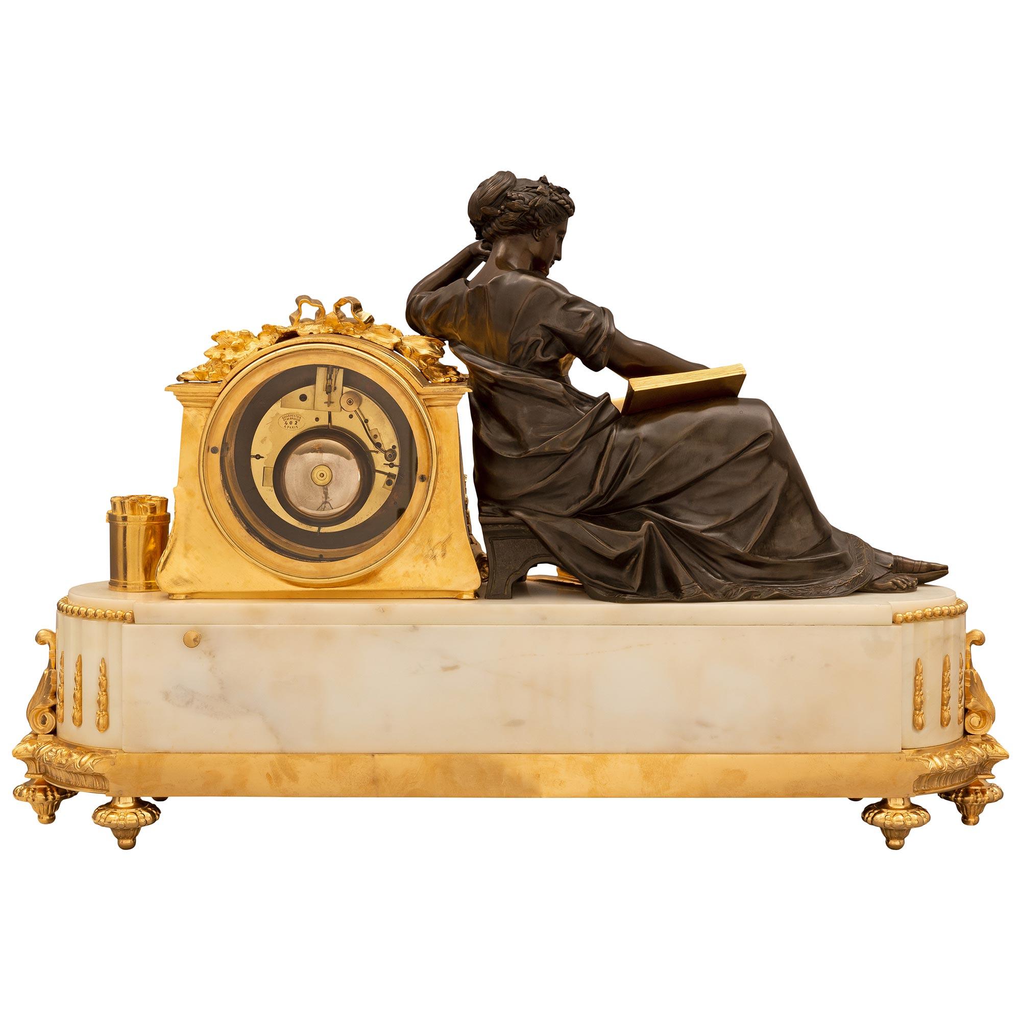 French 19th Century Belle Époque Period Marble Clock By Charpentier & Cie. For Sale 5