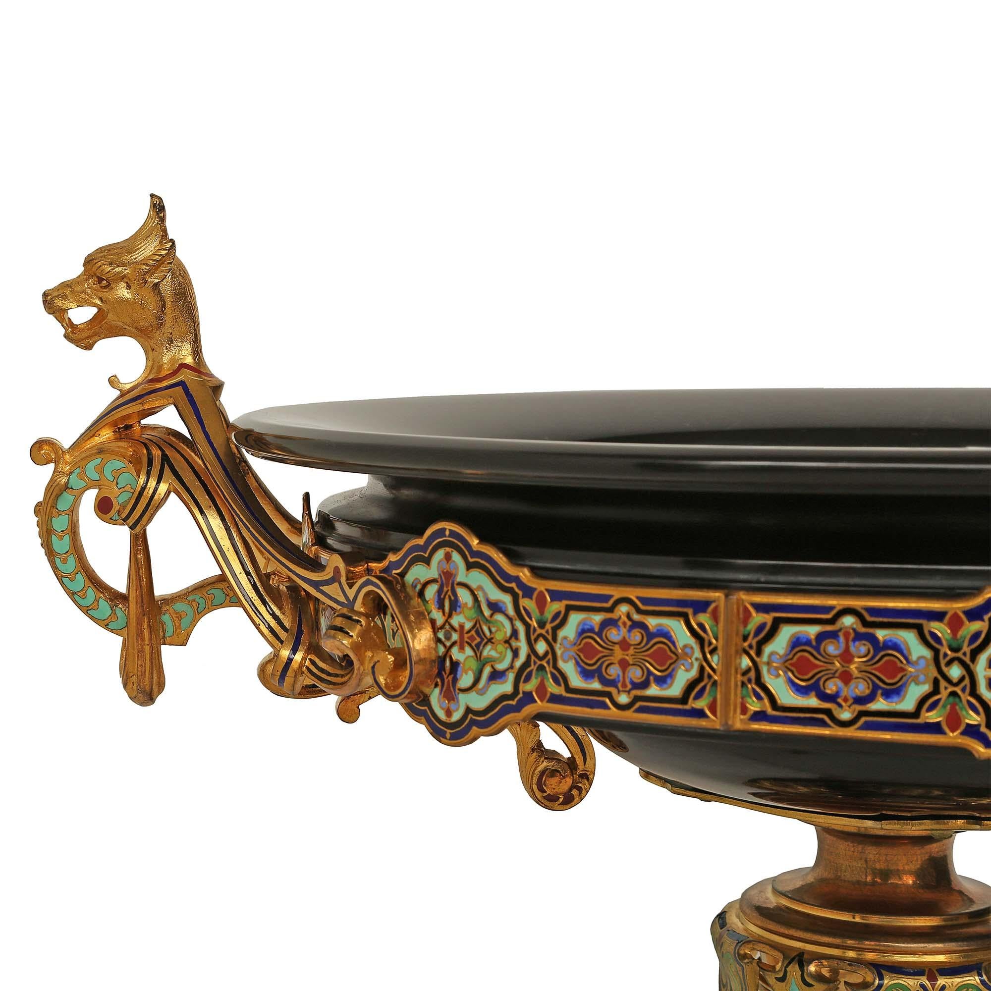 French 19th Century Belle Époque Period Marble, Ormolu and Cloisonné Centerpiece For Sale 2