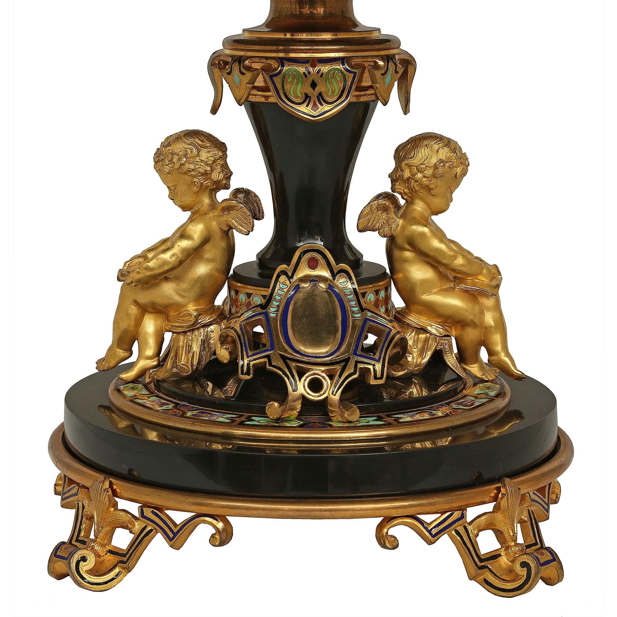 French 19th Century Belle Époque Period Marble, Ormolu and Cloisonné Centerpiece For Sale 4