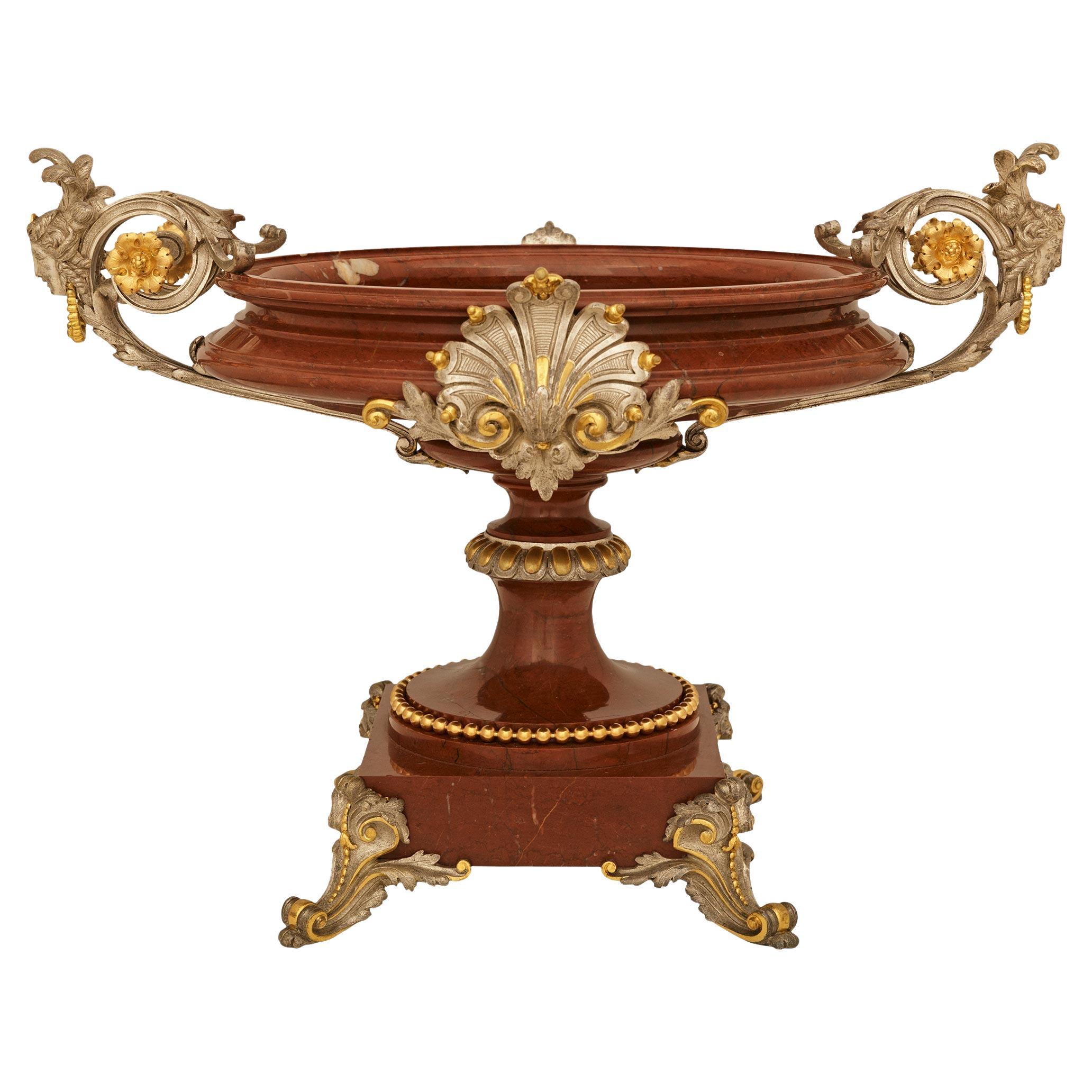 French 19th century Belle Epoque Period Marble, Silver and Ormolu centerpiece