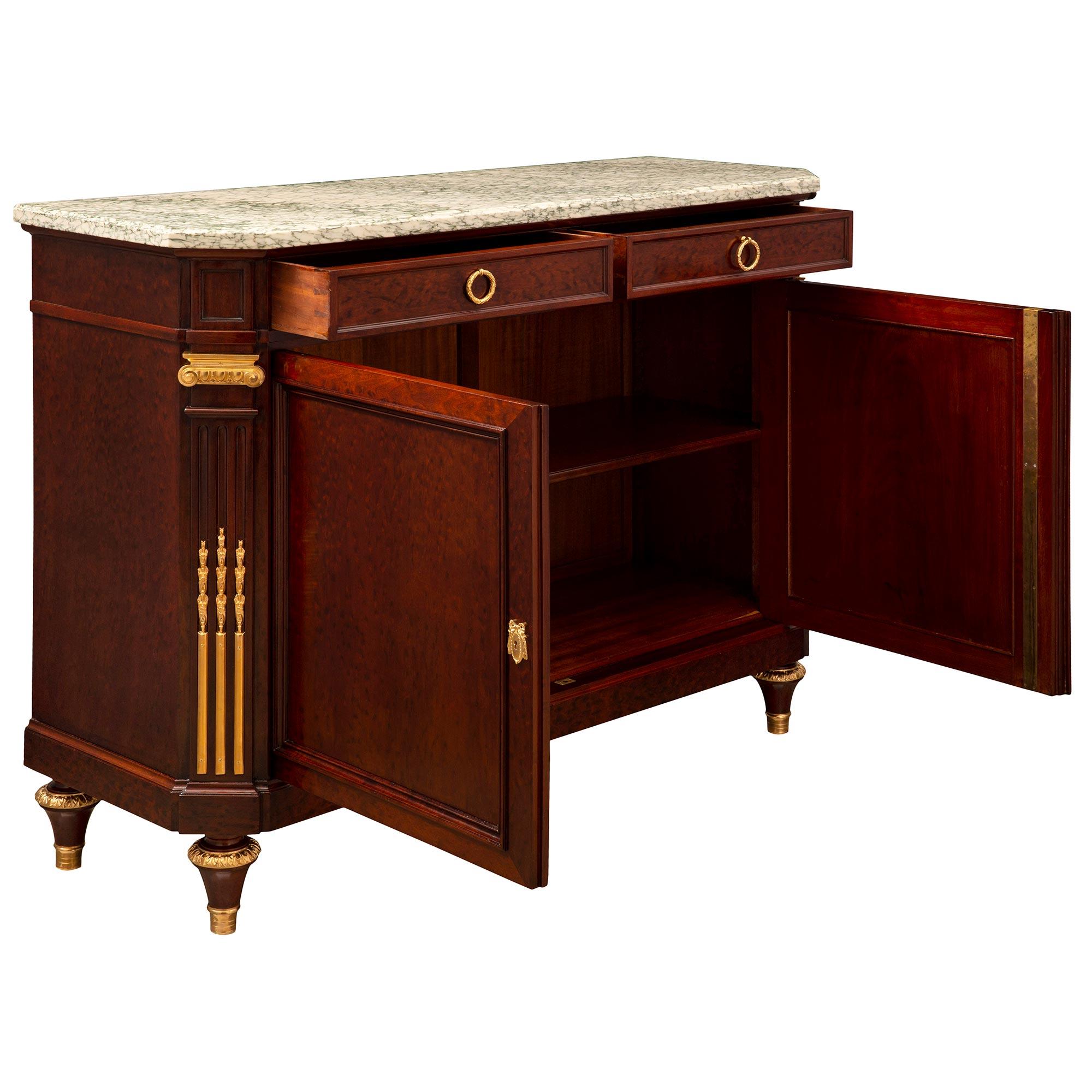 French 19th Century Belle Époque Period Moucheté Mahogany Buffet  In Good Condition For Sale In West Palm Beach, FL
