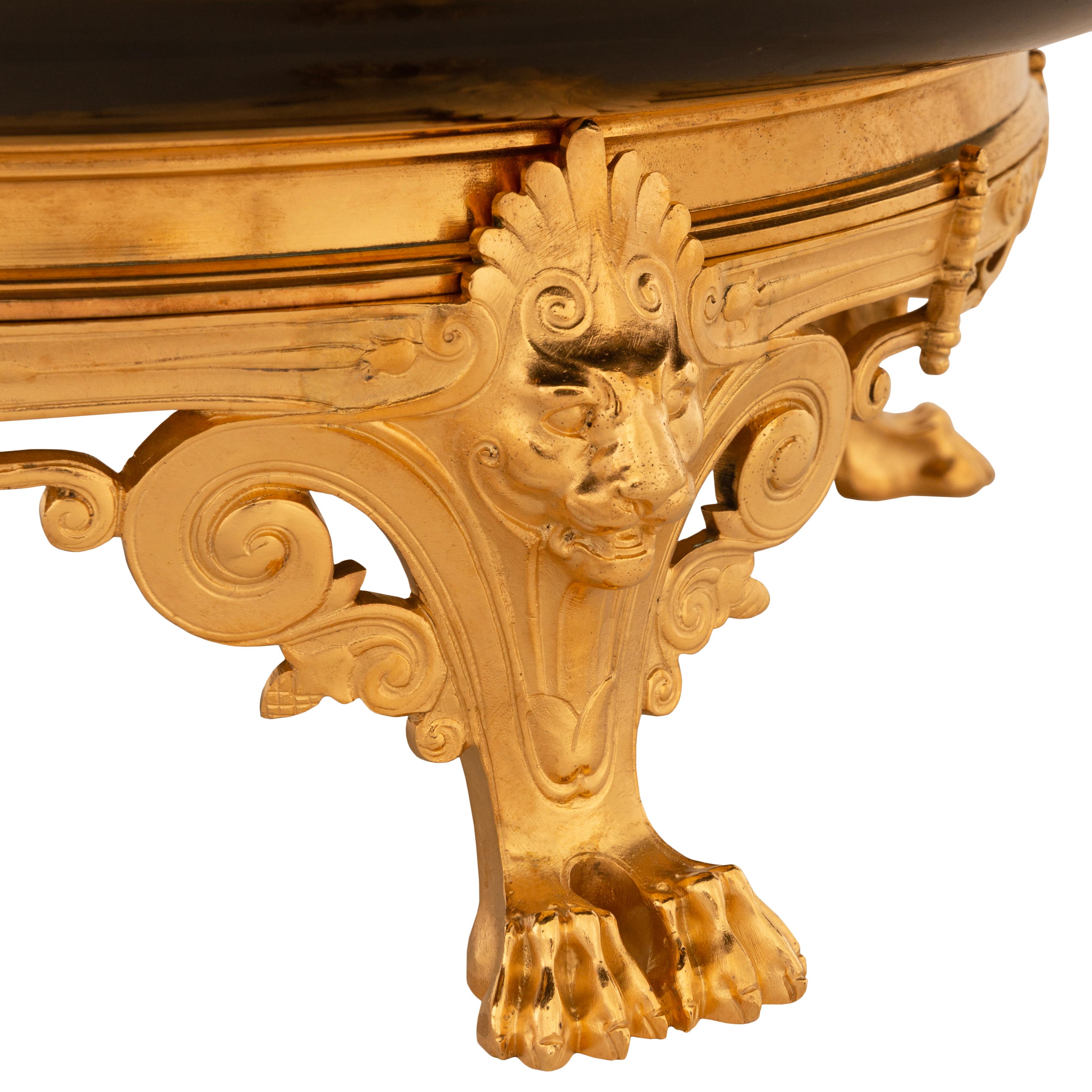 Ormolu French 19th century Belle Époque period Neo-Grec st. black Marble Centerpiece For Sale