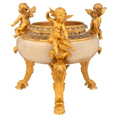 French 19th century Belle Epoque period Onyx, Cloisonné and Ormolu centerpiece