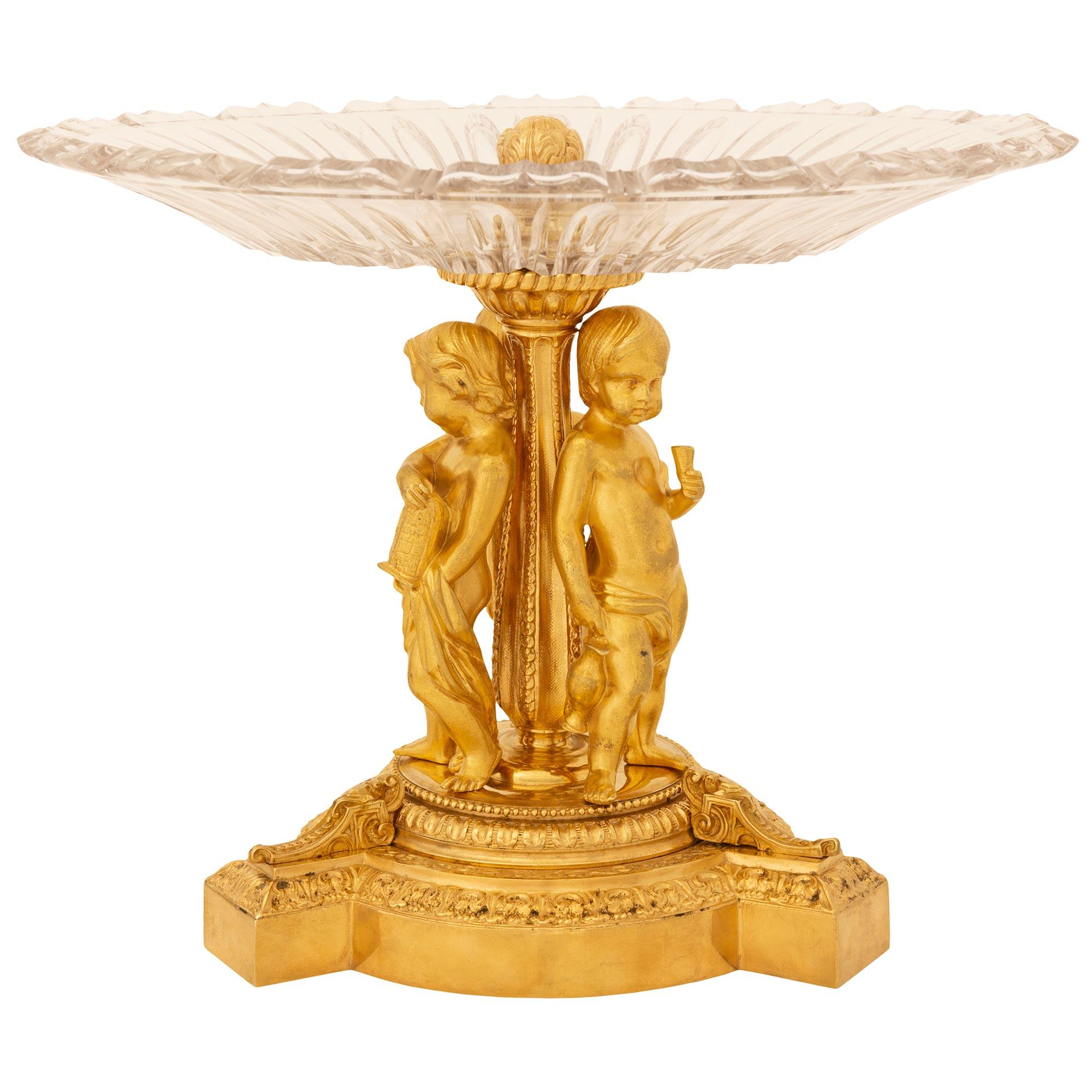 French 19th Century Belle Époque Period Ormolu and Baccarat Crystal Centerpiece In Good Condition For Sale In West Palm Beach, FL