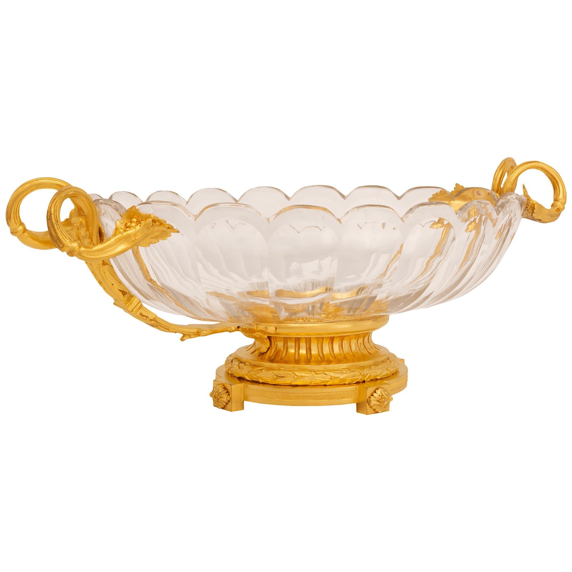 French 19th Century Belle Epoque Period Ormolu And Baccarat Crystal Centerpiece In Good Condition For Sale In West Palm Beach, FL