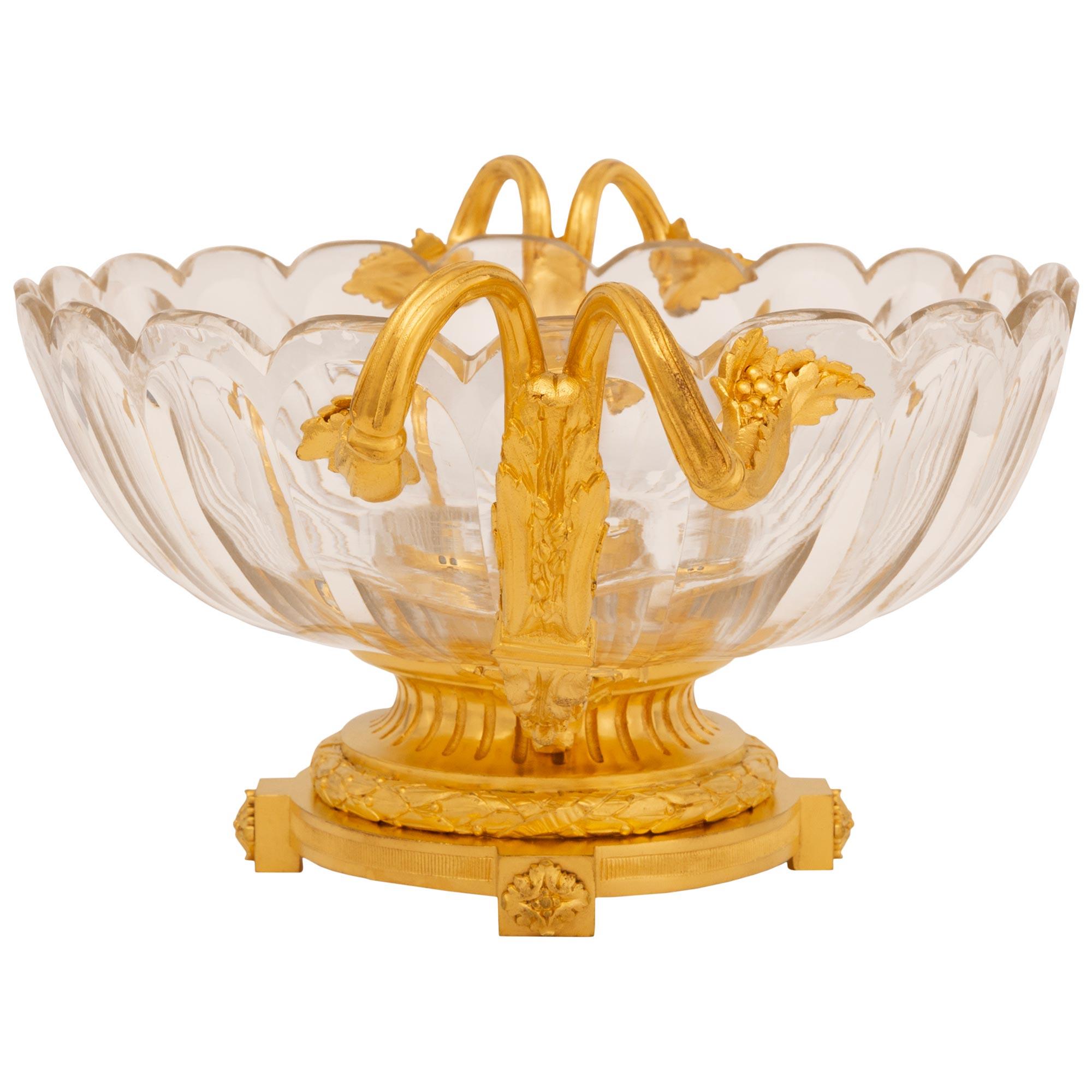 French 19th Century Belle Epoque Period Ormolu And Baccarat Crystal Centerpiece For Sale 1