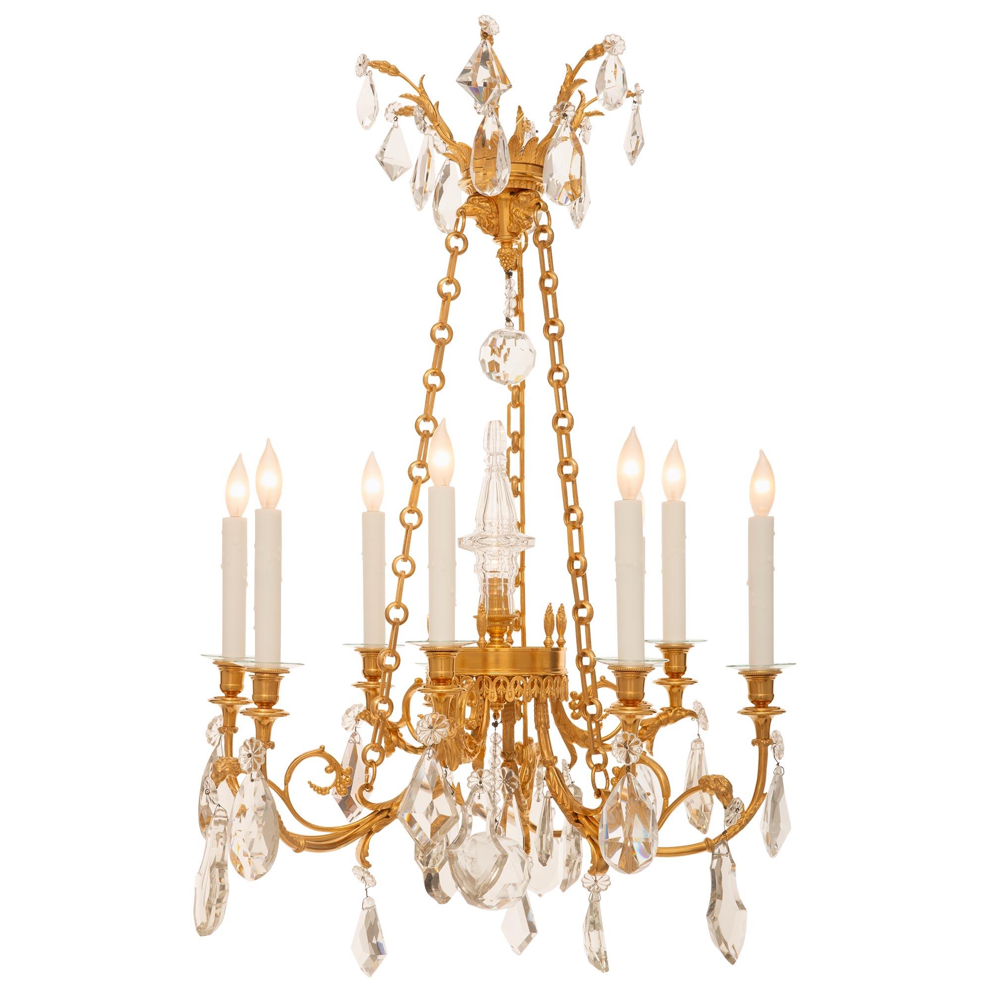 French 19th Century Belle Époque Period Ormolu And Baccarat Crystal Chandelier In Good Condition For Sale In West Palm Beach, FL