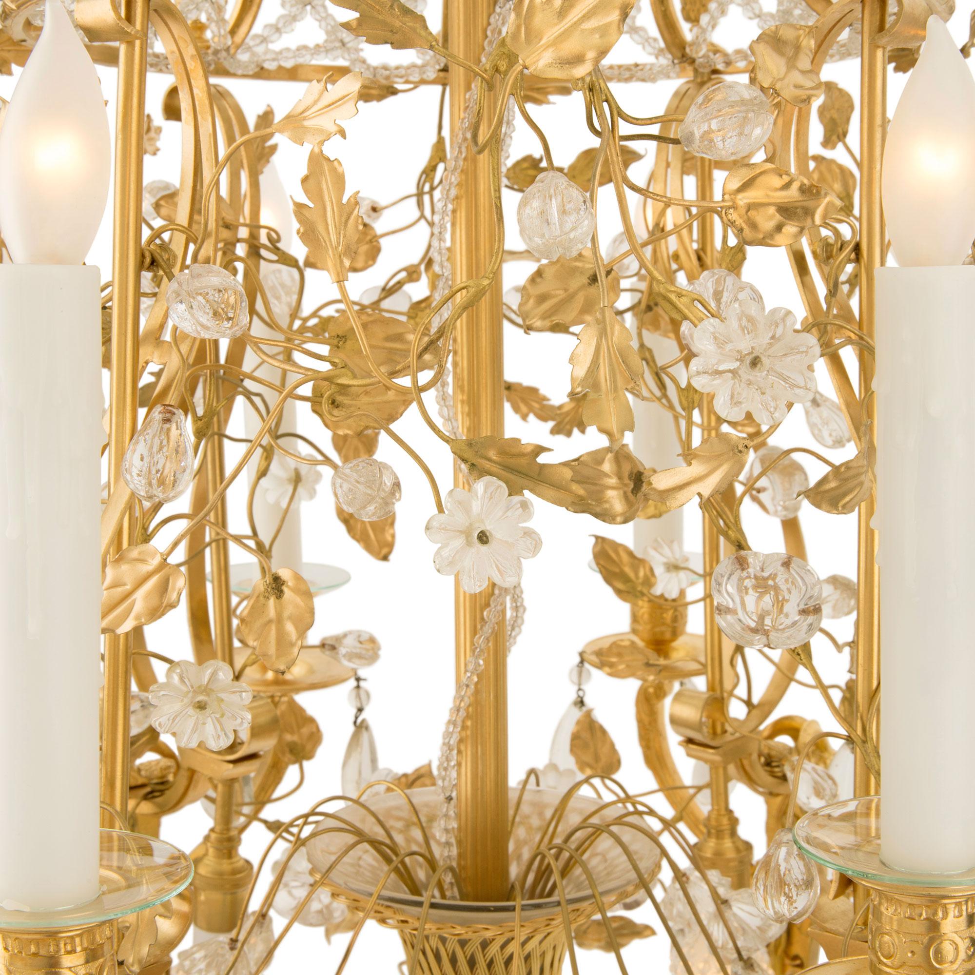 French 19th Century Belle Époque Period Ormolu and Baccarat Crystal Chandelier For Sale 1