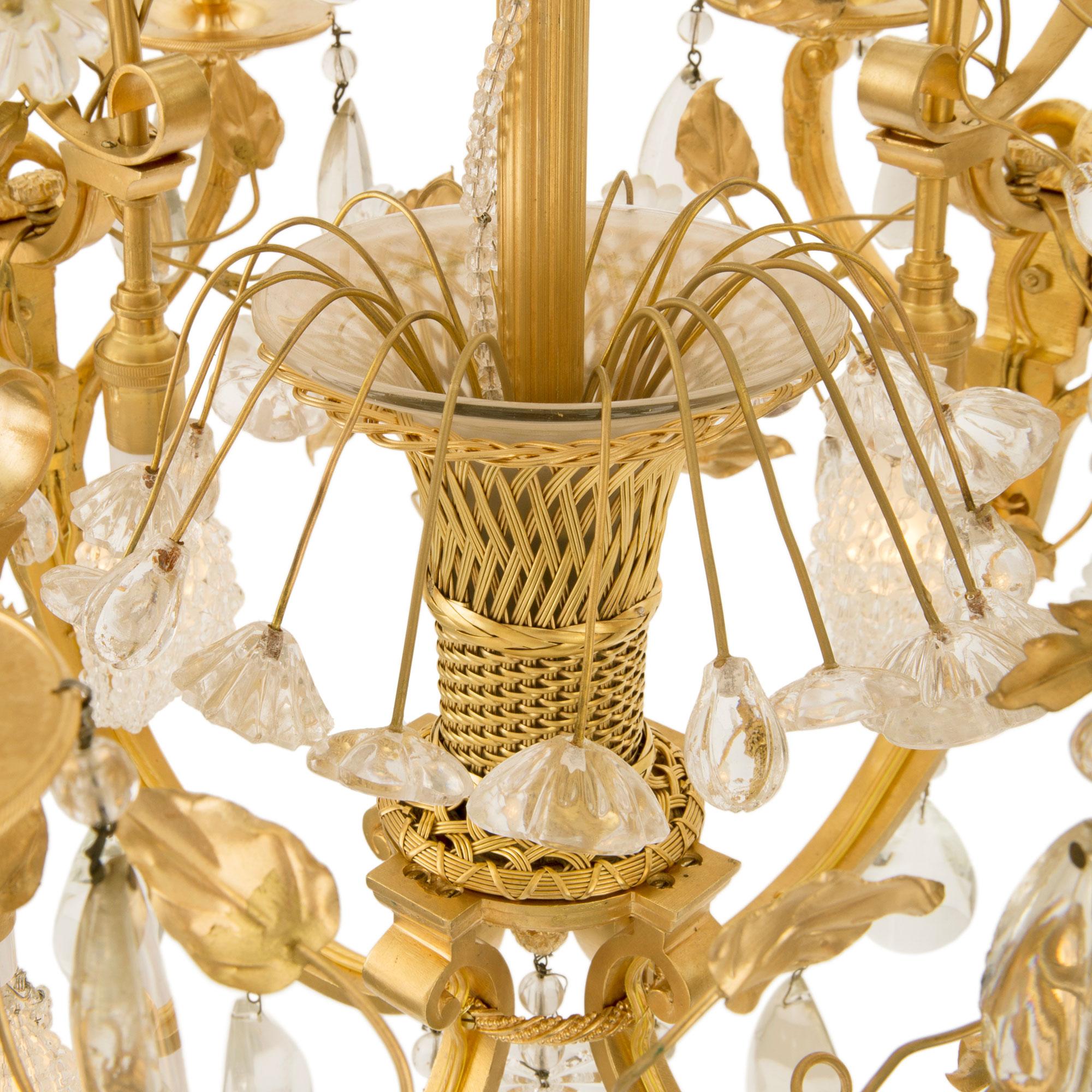 French 19th Century Belle Époque Period Ormolu and Baccarat Crystal Chandelier For Sale 2