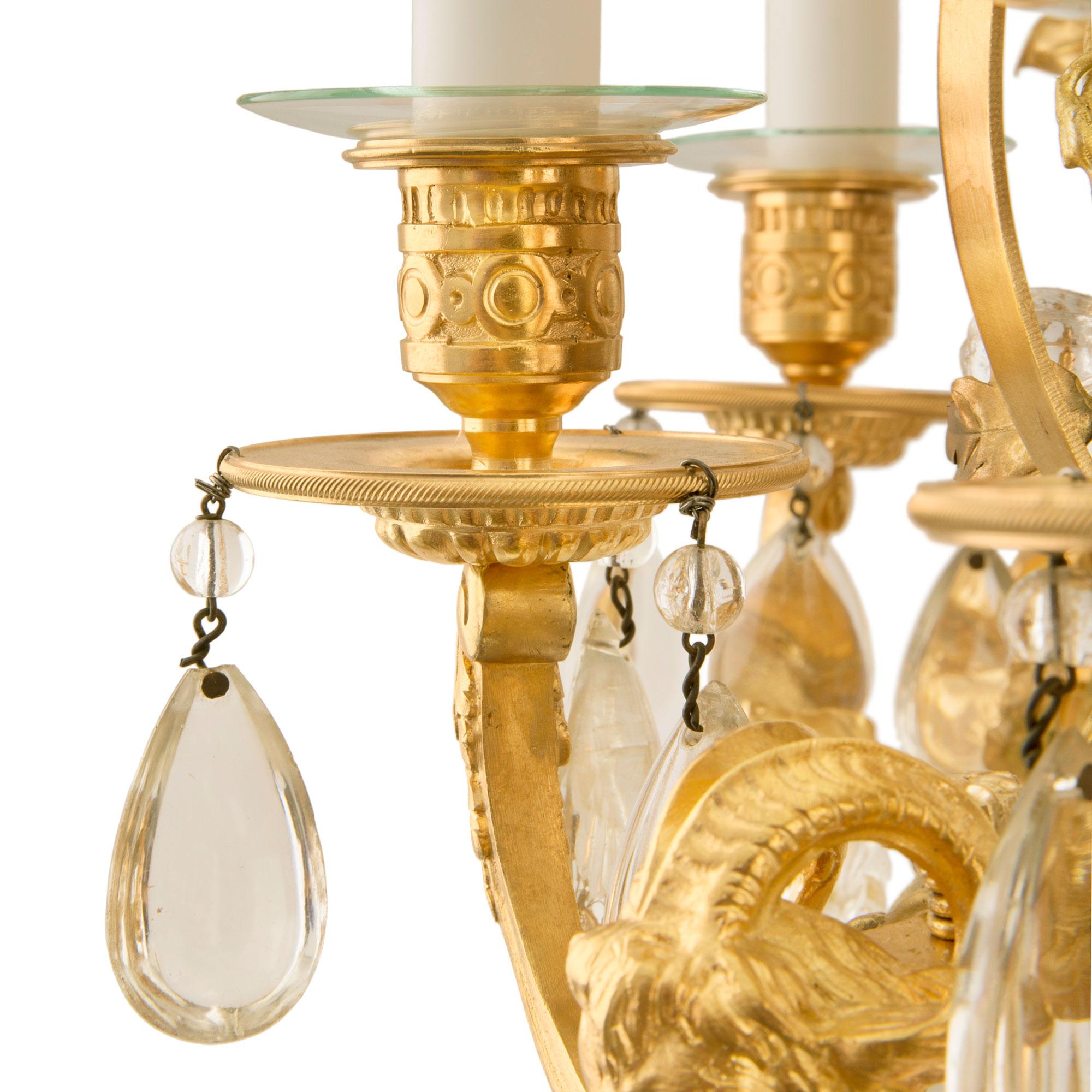 French 19th Century Belle Époque Period Ormolu and Baccarat Crystal Chandelier For Sale 4