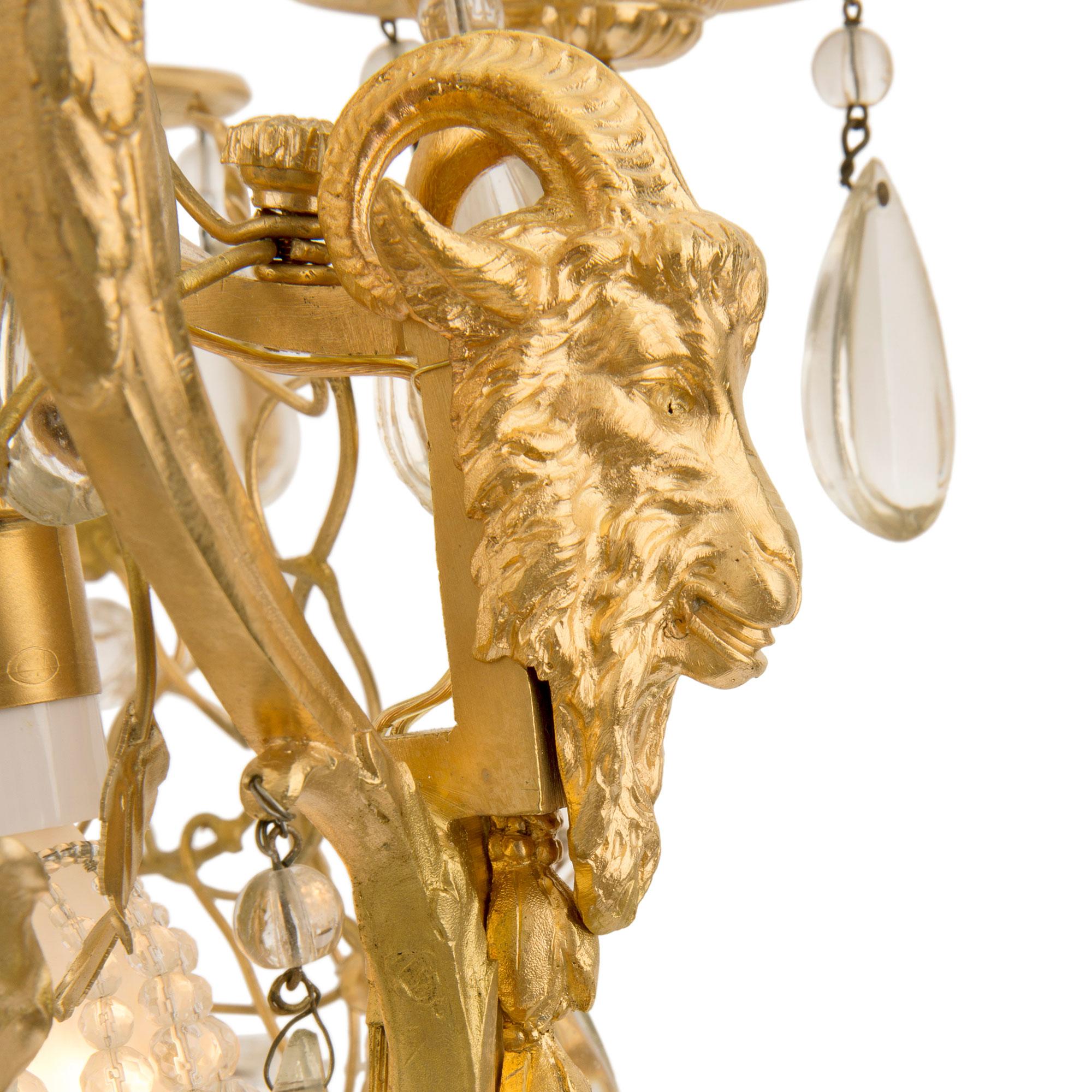 French 19th Century Belle Époque Period Ormolu and Baccarat Crystal Chandelier For Sale 5