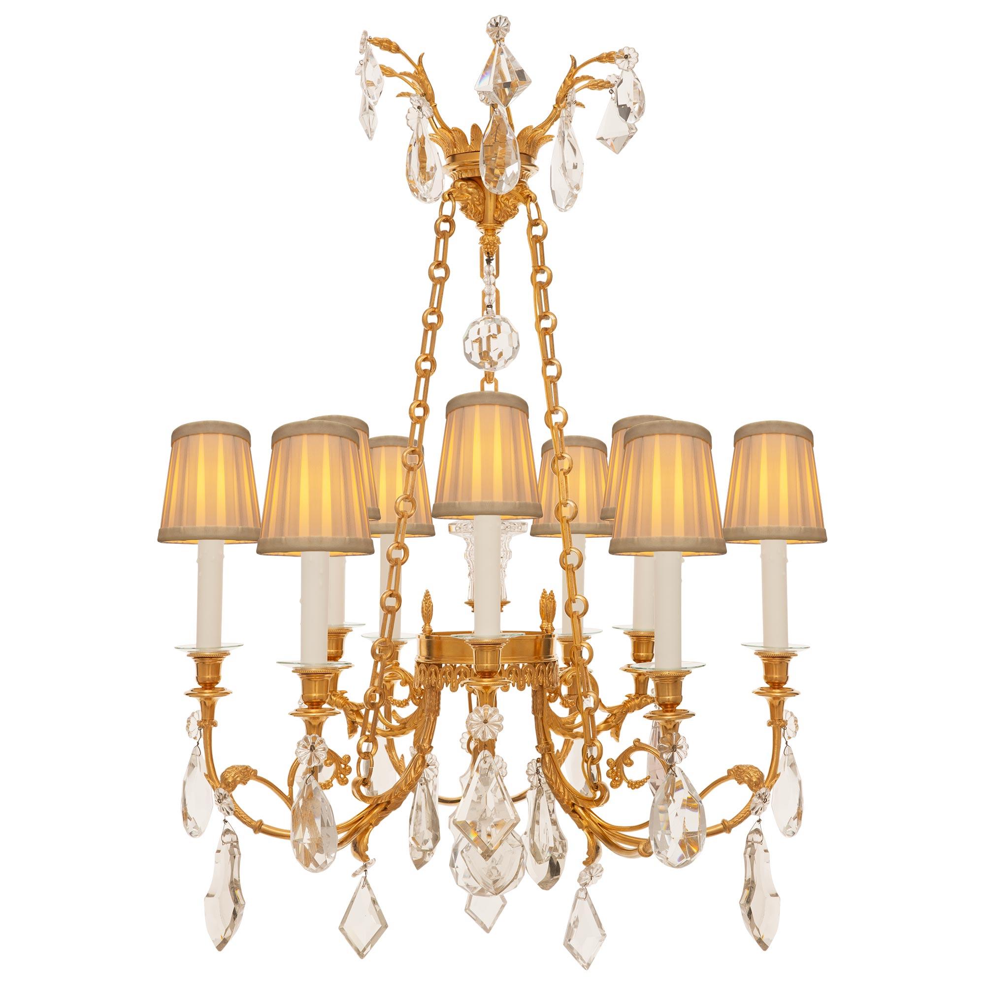 French 19th Century Belle Époque Period Ormolu And Baccarat Crystal Chandelier For Sale