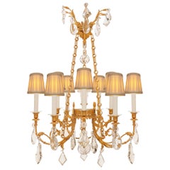 Antique French 19th Century Belle Époque Period Ormolu And Baccarat Crystal Chandelier
