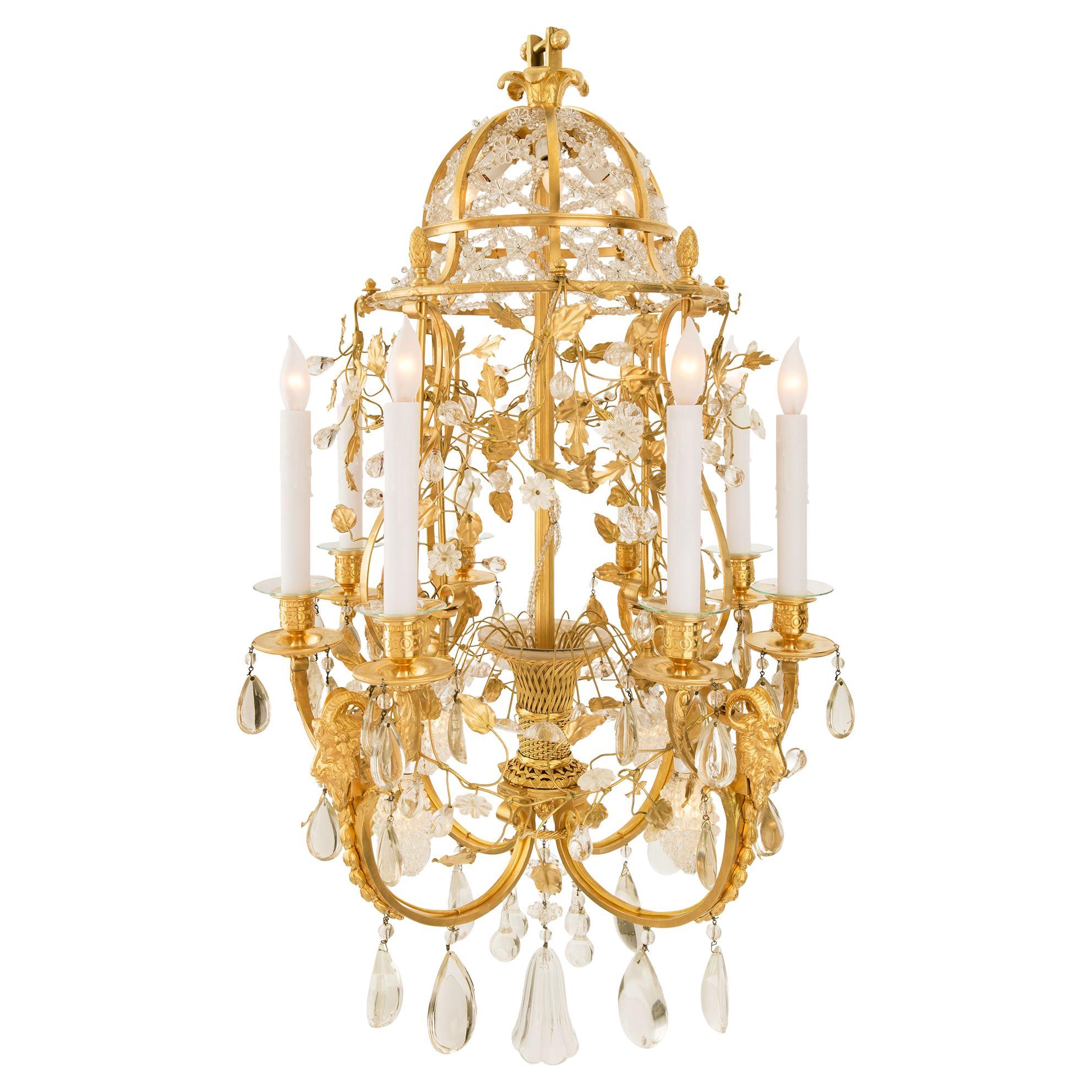 French 19th Century Belle Époque Period Ormolu and Baccarat Crystal Chandelier For Sale