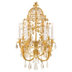 Antique French 19th Century Belle Époque Period Ormolu and Baccarat Crystal Chandelier