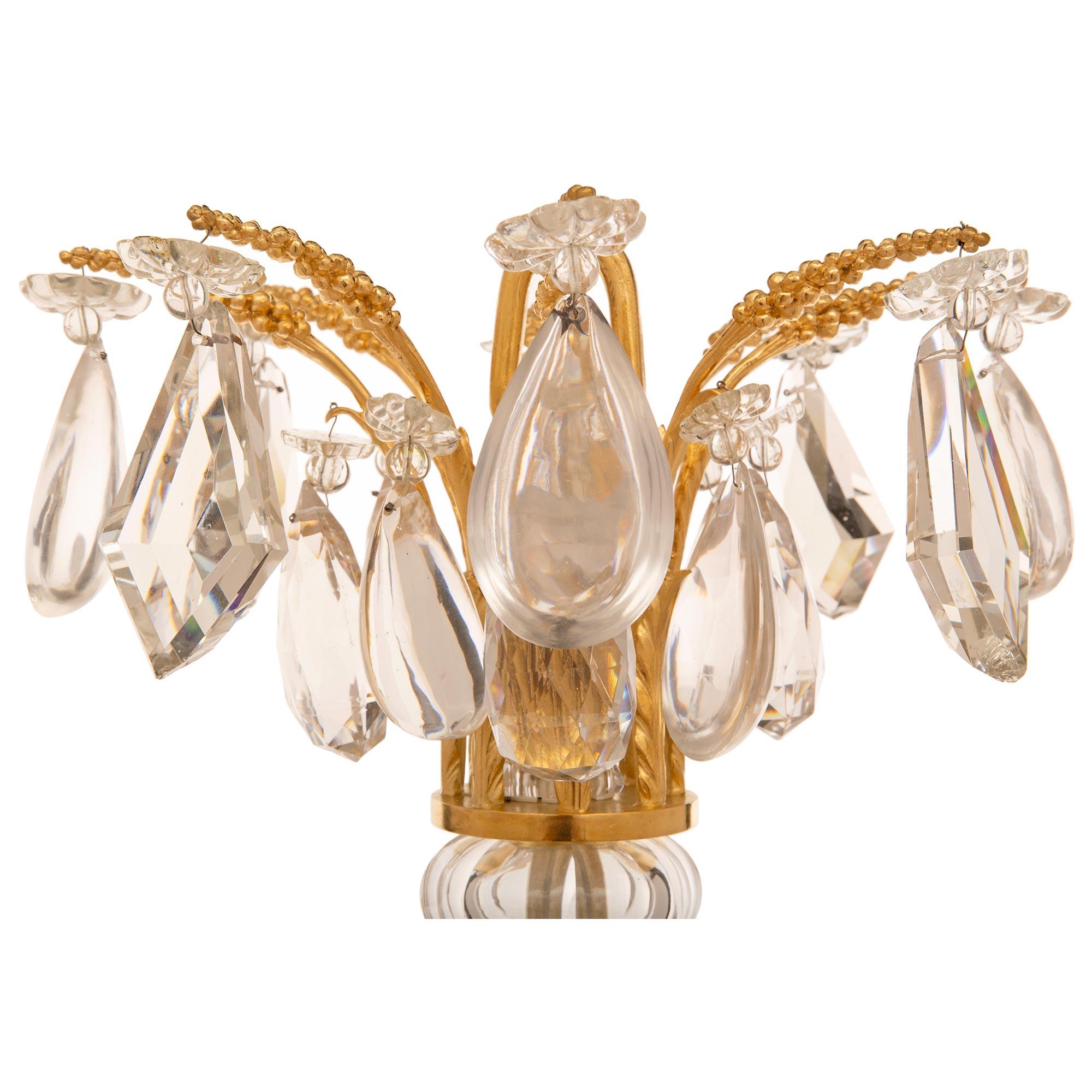 Louis XVI French 19th Century Belle Époque Period Ormolu And Baccarat Crystal  For Sale