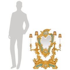 French 19th century Belle Epoque Period Ormolu and Porcelain Vanity Mirror