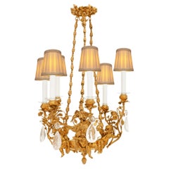 Lustre en bronze doré et cristal de roche d'époque Belle Epoque, 19ème siècle.