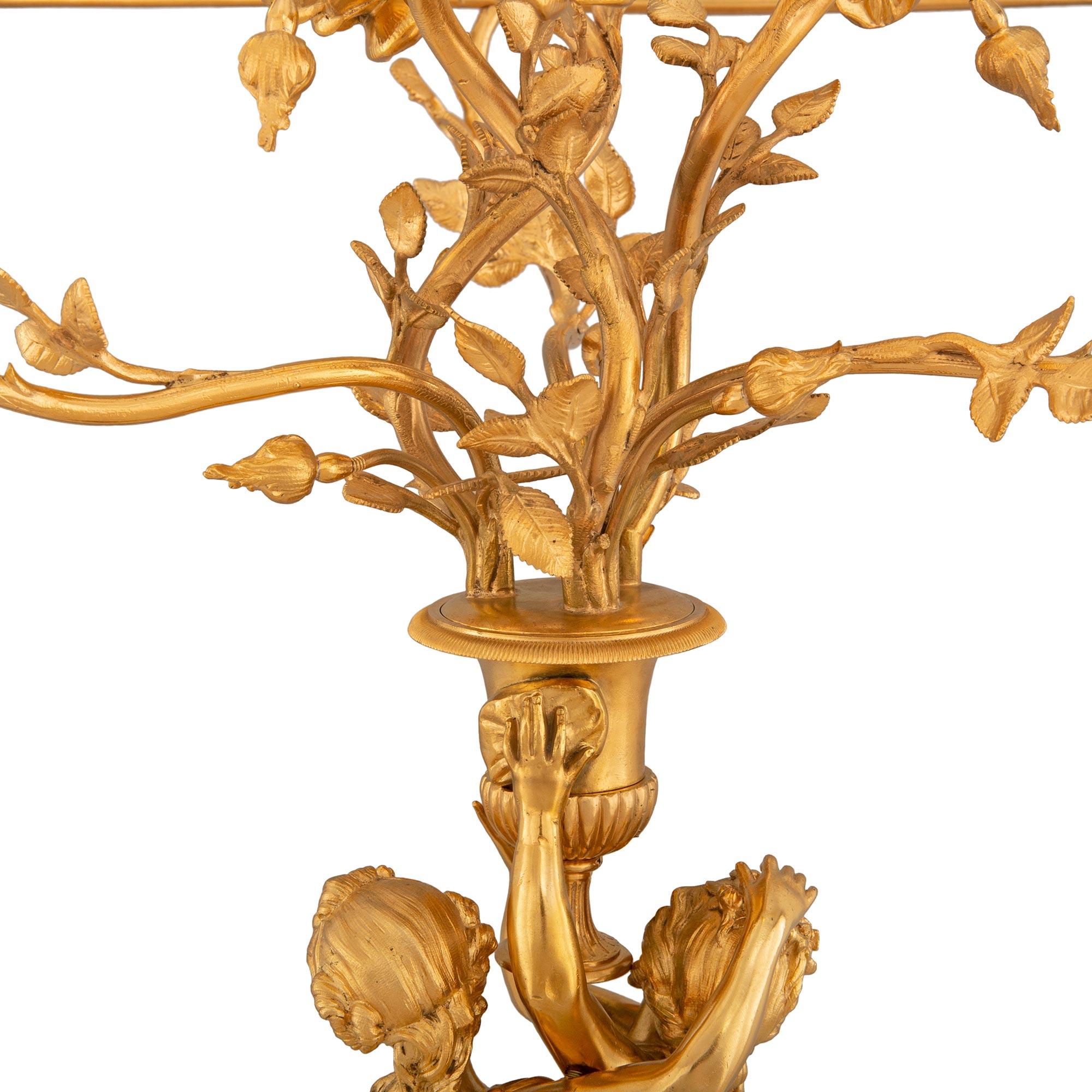 French 19th Century Belle Époque Period Ormolu And Rouge Griotte Marble Lamp For Sale 1