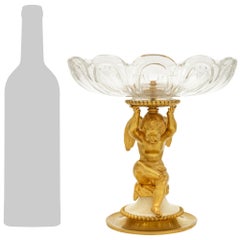 French 19th century Belle Epoque Period Ormolu, Marble and Crystal centerpiece