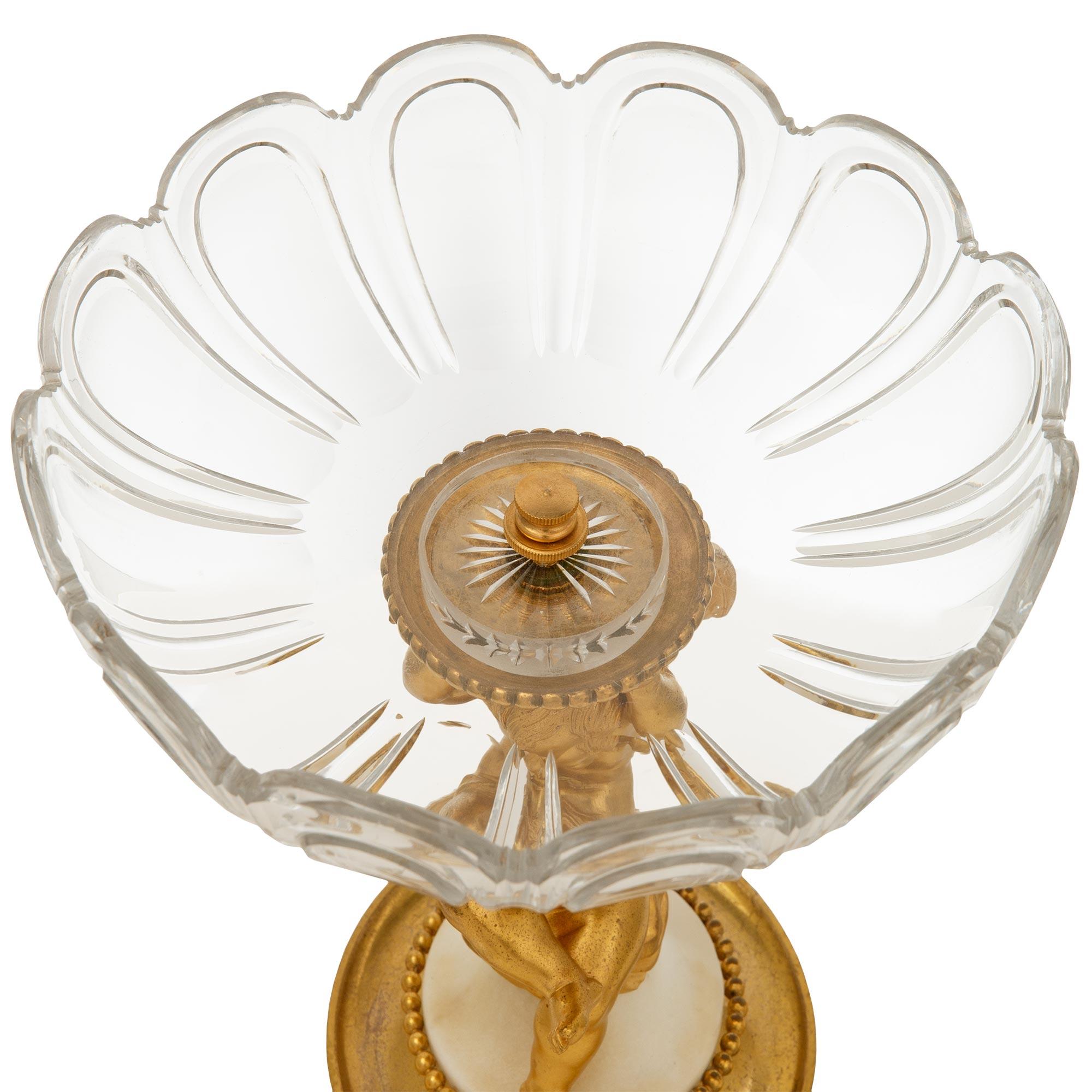 Französischer Tafelaufsatz aus Ormolu, Marmor und Kristall aus der Belle Epoque des 19. im Angebot 4