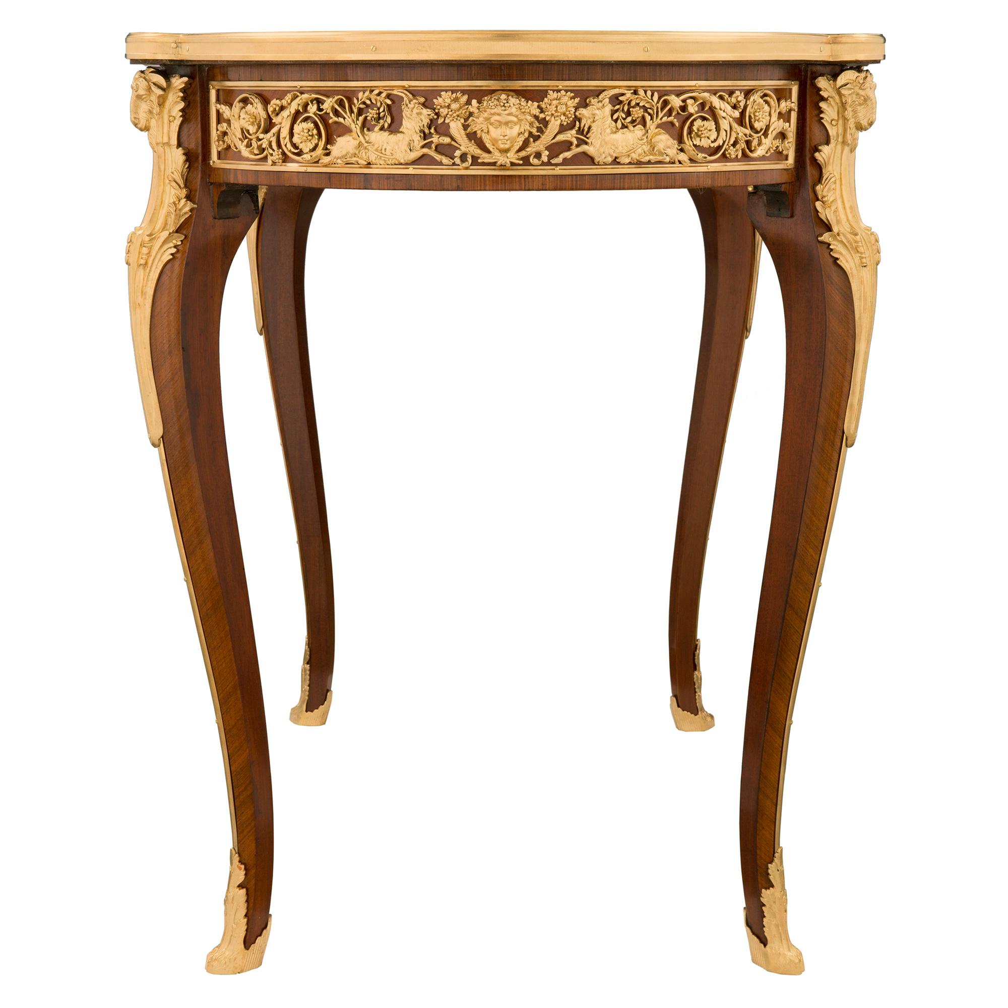 Ormolu French 19th Century Belle Époque Period Oval Side Table/Desk, Signed Sormani For Sale