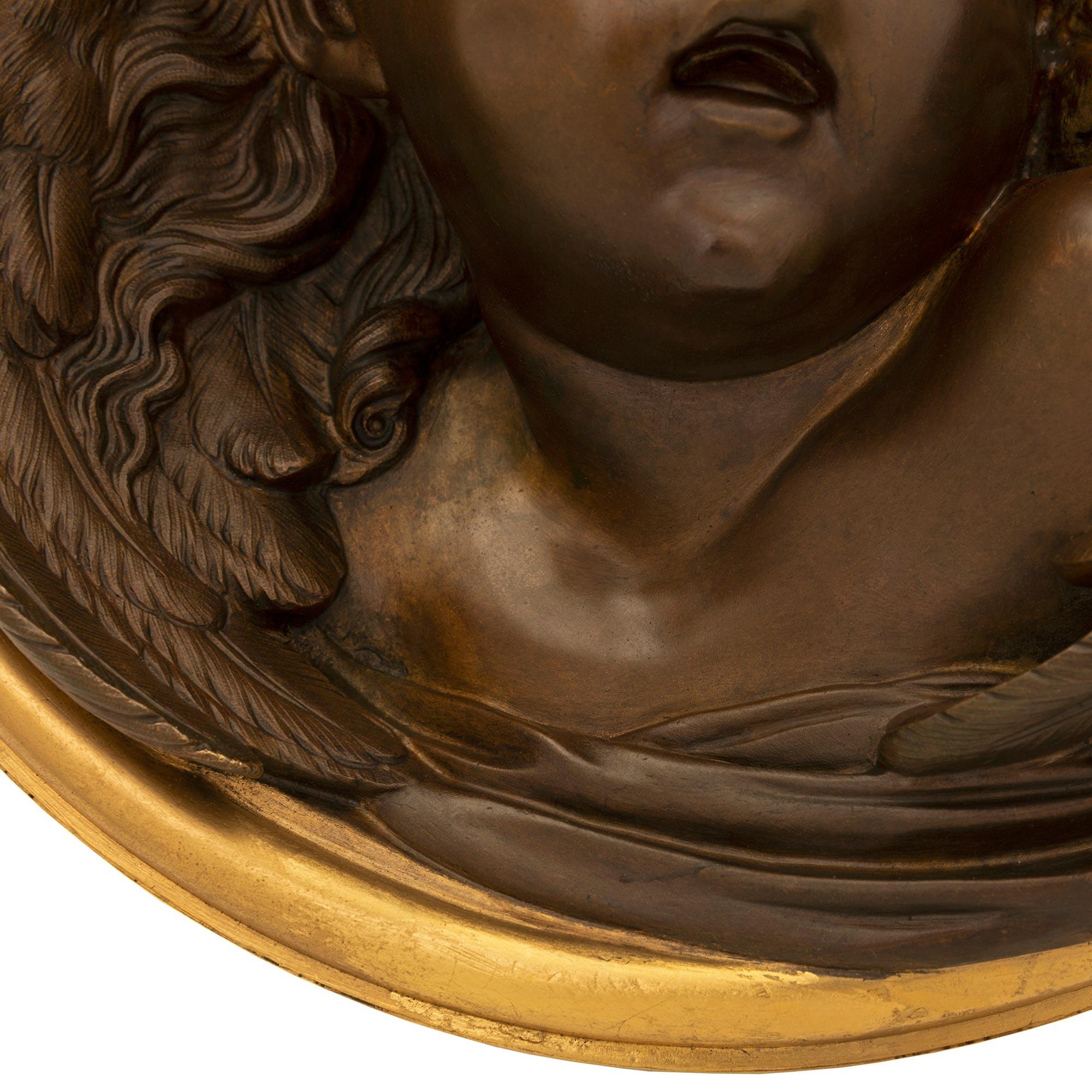 French 19th Century Belle Époque Period Patinated Bronze and Ormolu Wall Plaque For Sale 1