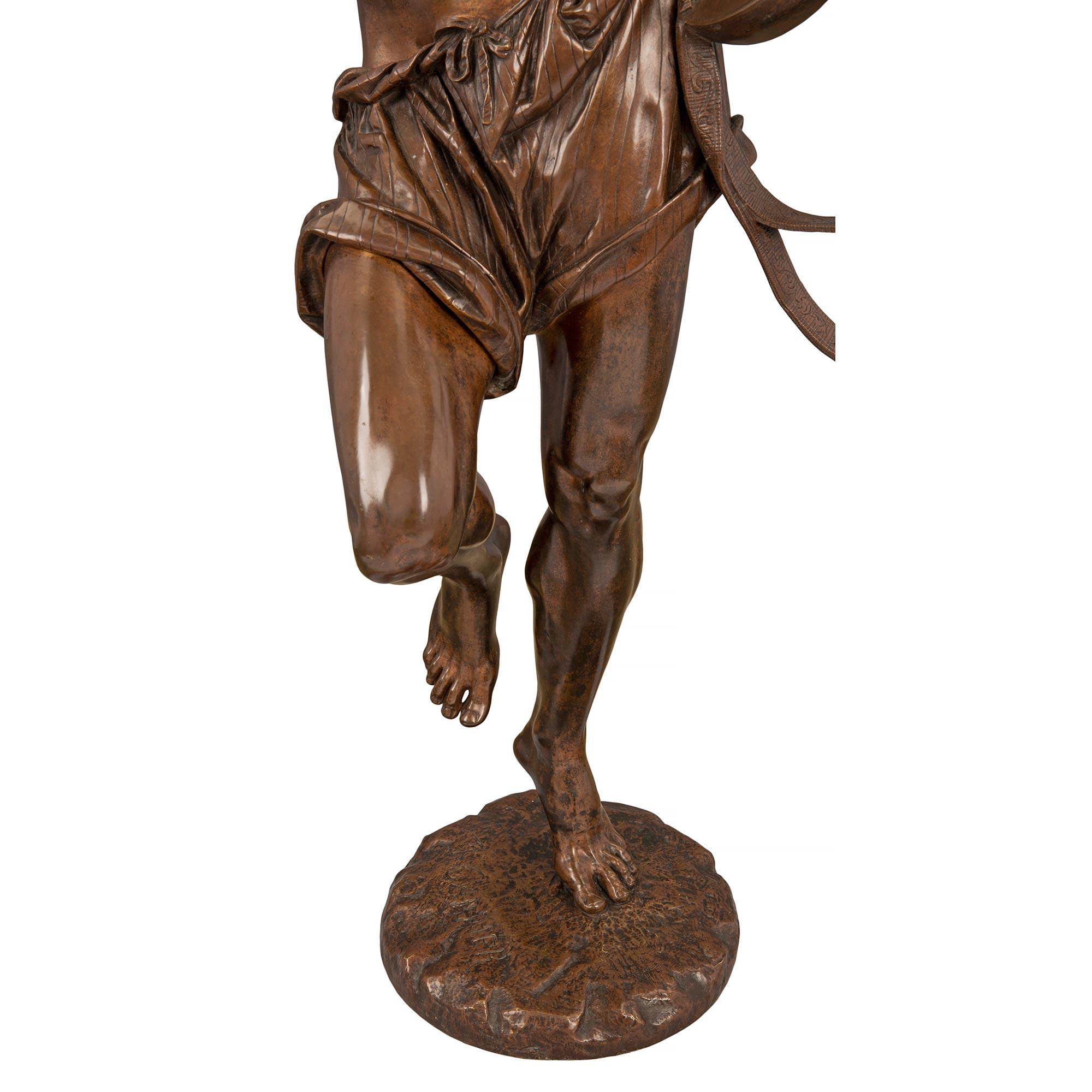 French 19th Century Belle Époque Period Patinated Bronze Statue For Sale 3