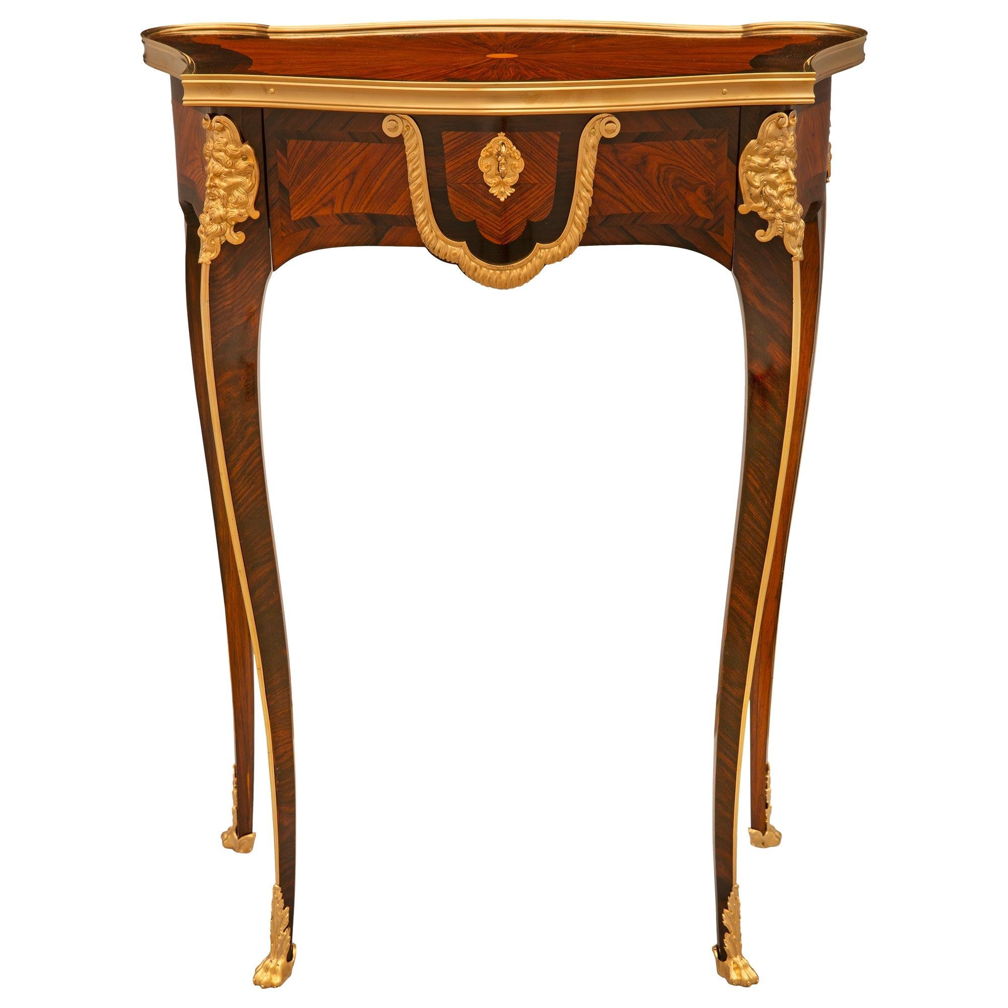 French 19th Century Belle Epoque Period Tulipwood, Kingwood & Ormolu Side Table For Sale 6