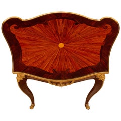 Tavolino in legno di tulipano, legno di re e ormeggio del XIX secolo French Belle Epoque