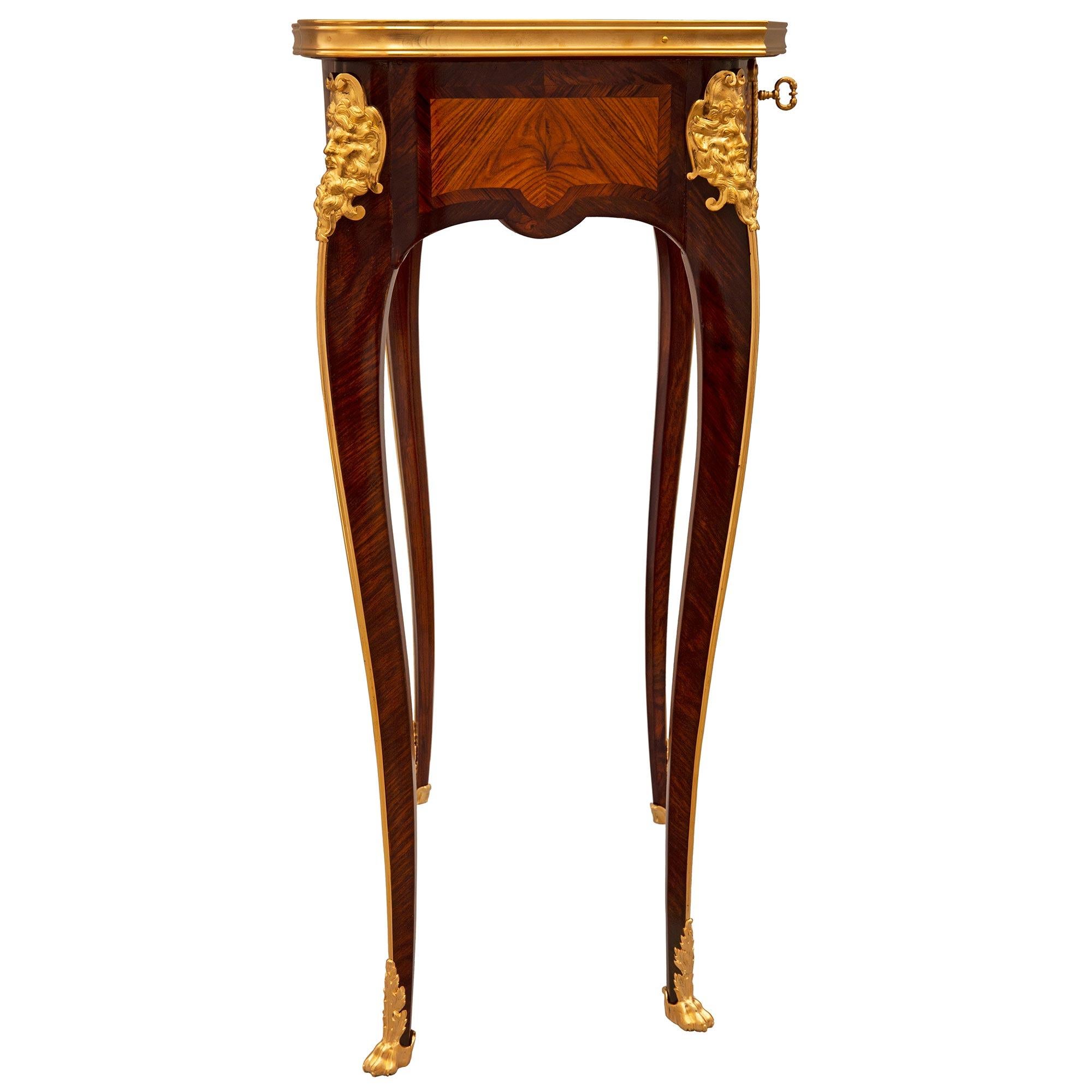 French 19th Century Belle Epoque Period Tulipwood, Kingwood & Ormolu Side Table For Sale 1