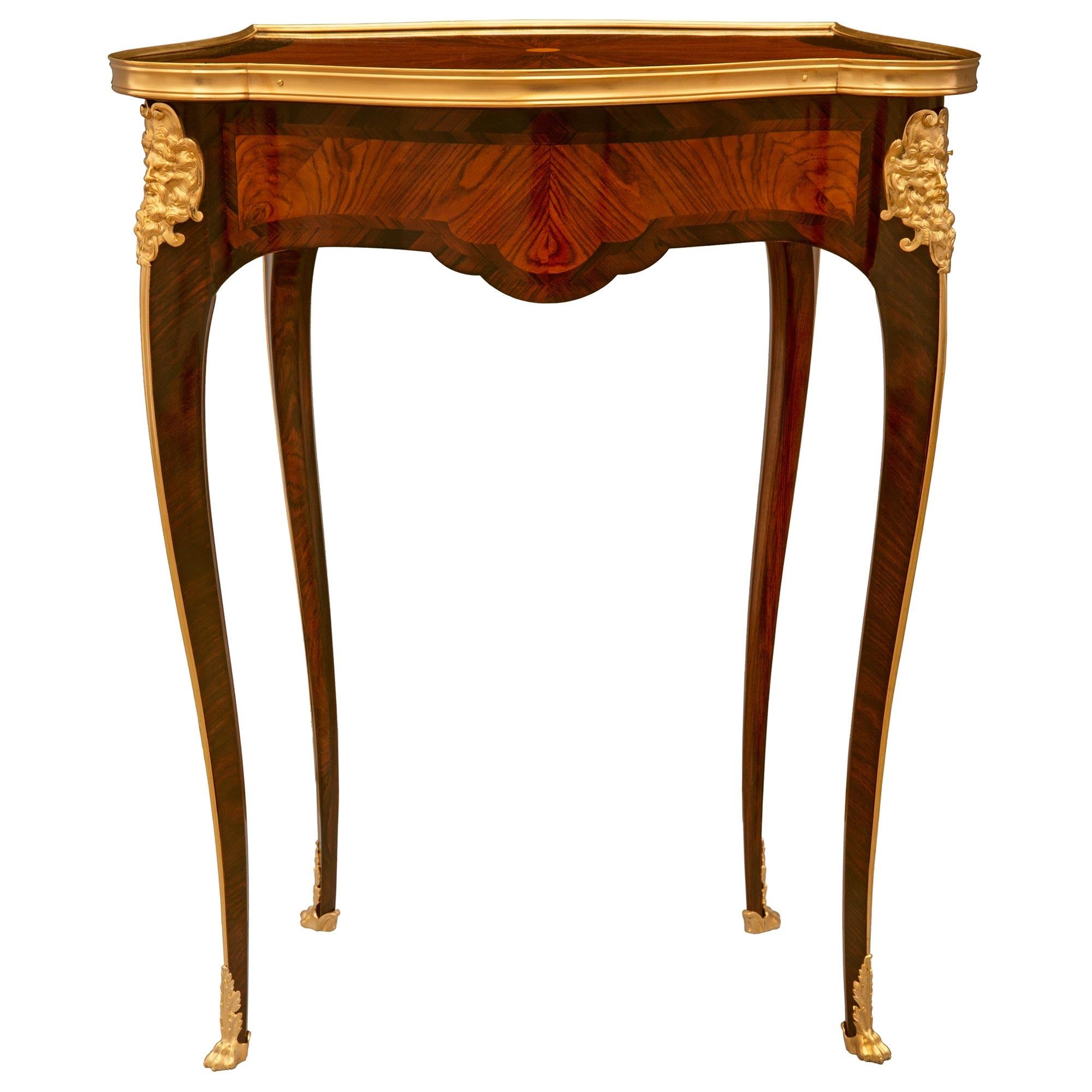 French 19th Century Belle Epoque Period Tulipwood, Kingwood & Ormolu Side Table For Sale 2