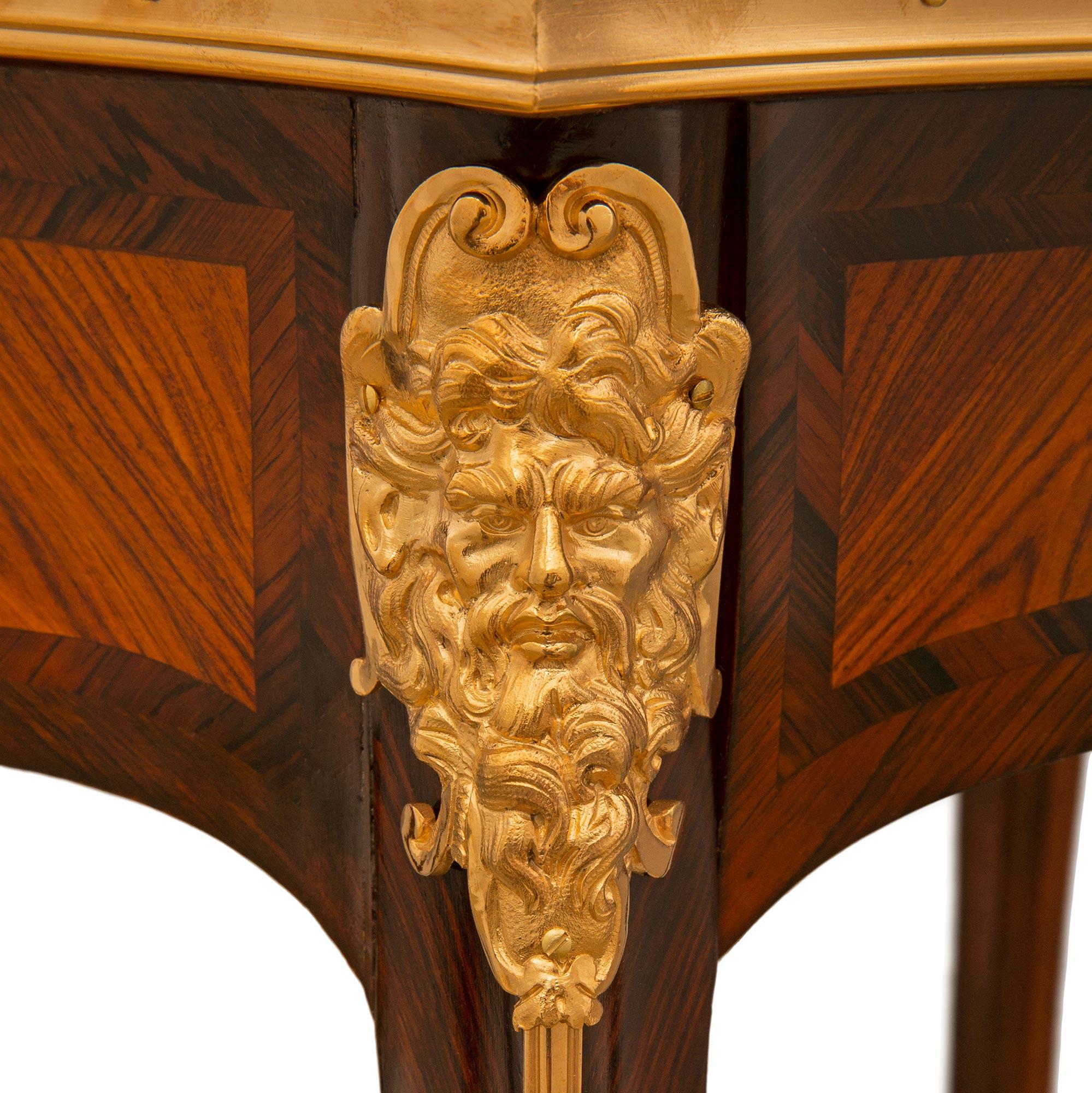 French 19th Century Belle Epoque Period Tulipwood, Kingwood & Ormolu Side Table For Sale 3