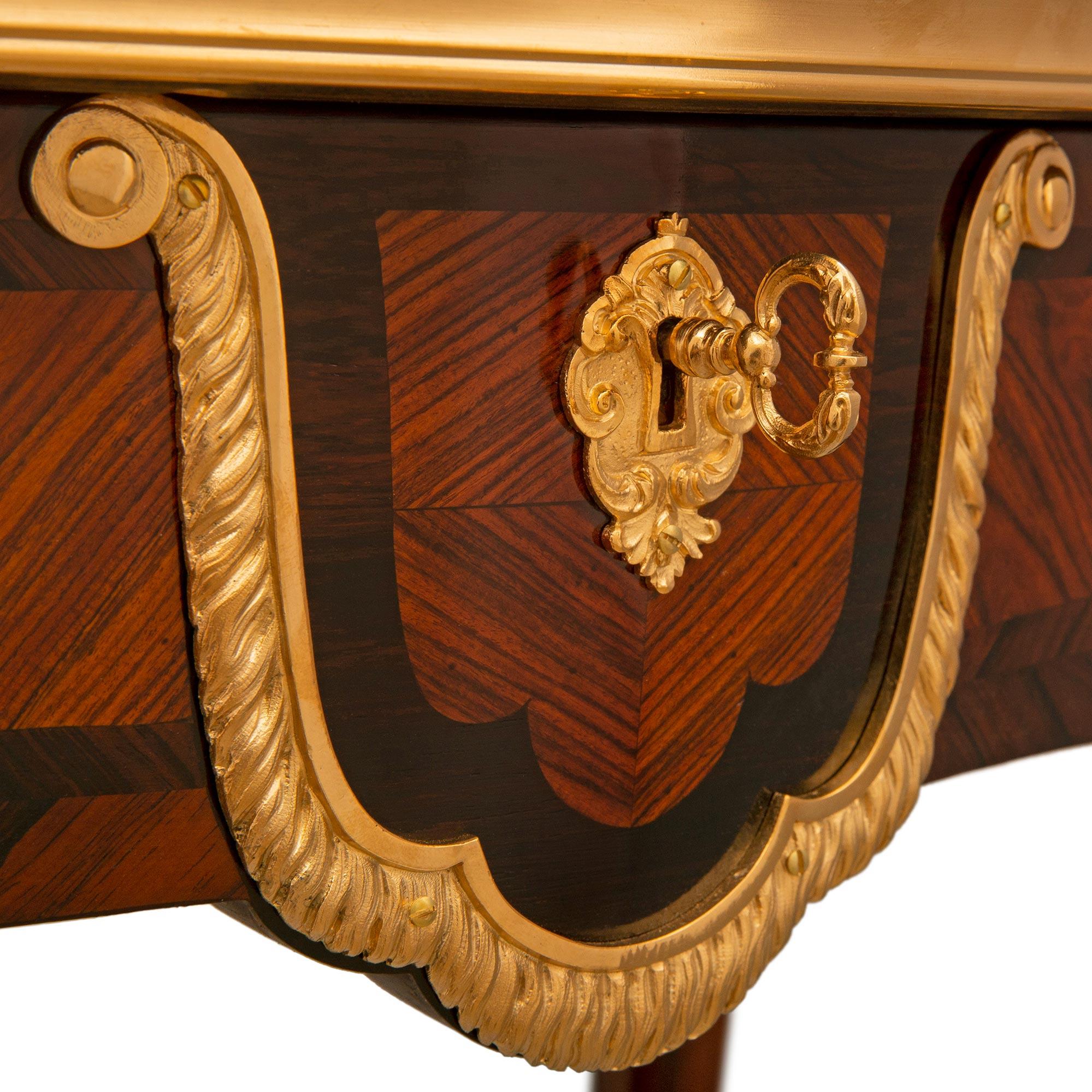 French 19th Century Belle Epoque Period Tulipwood, Kingwood & Ormolu Side Table For Sale 4