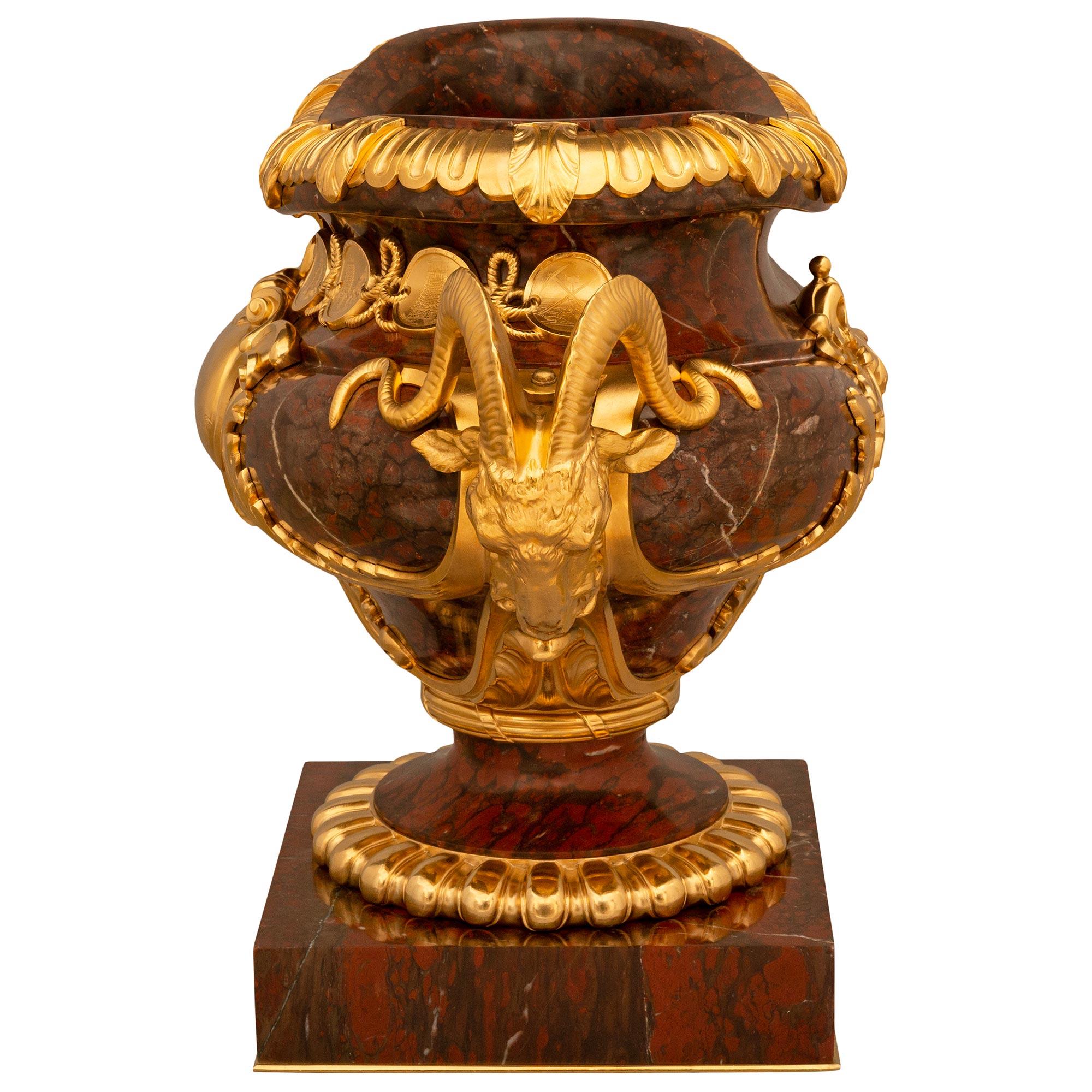 19th Century French 19th century Belle Epoque Rouge Griotte marble & Ormolu centerpiece For Sale