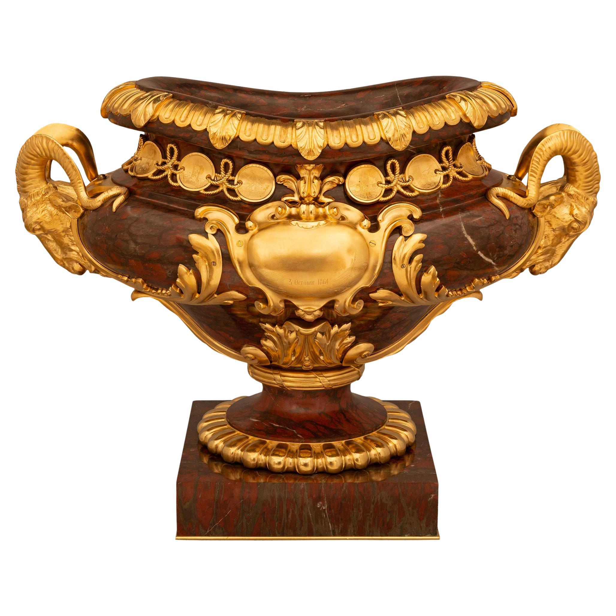 French 19th century Belle Epoque Rouge Griotte marble & Ormolu centerpiece For Sale
