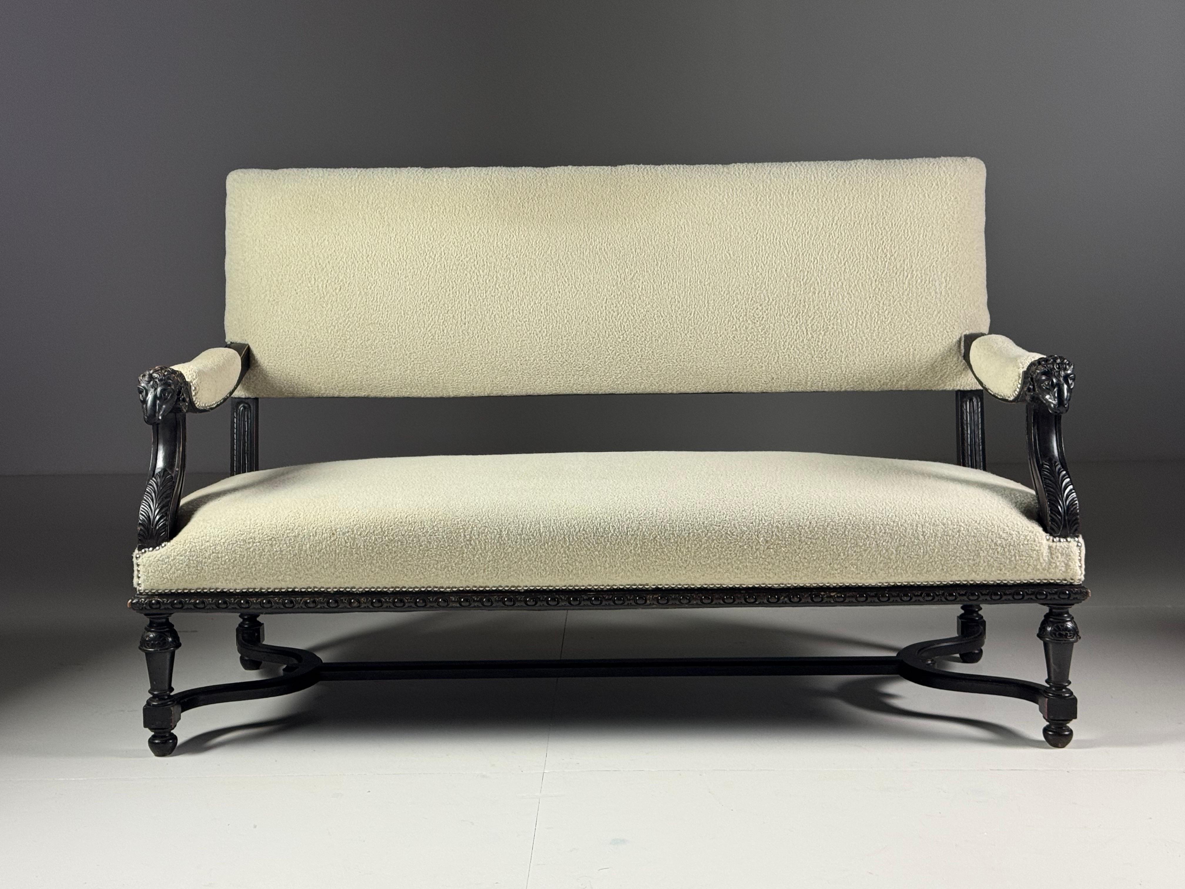 Französische Bank mit Widderköpfen aus dem 19. im Angebot 2