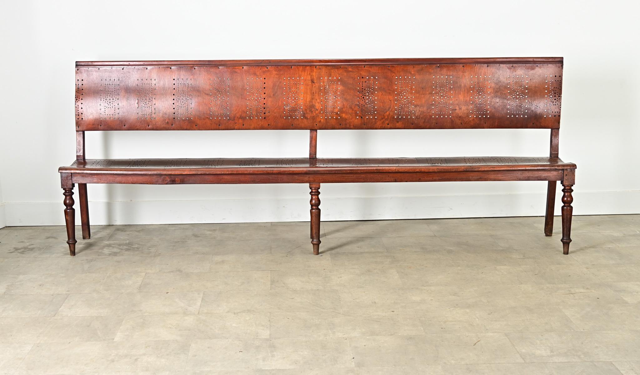 French 19th Century Bentwood Bench with Pierced Back For Sale 4