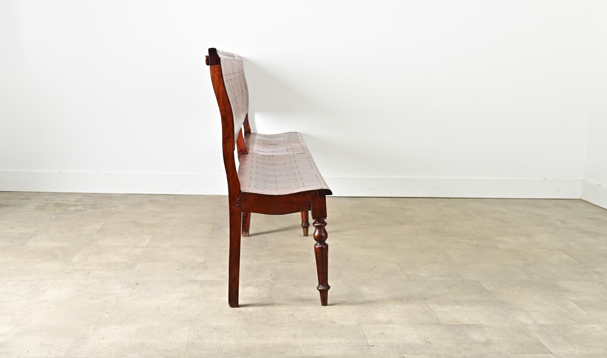 French 19th Century Bentwood Bench with Pierced Back For Sale 5