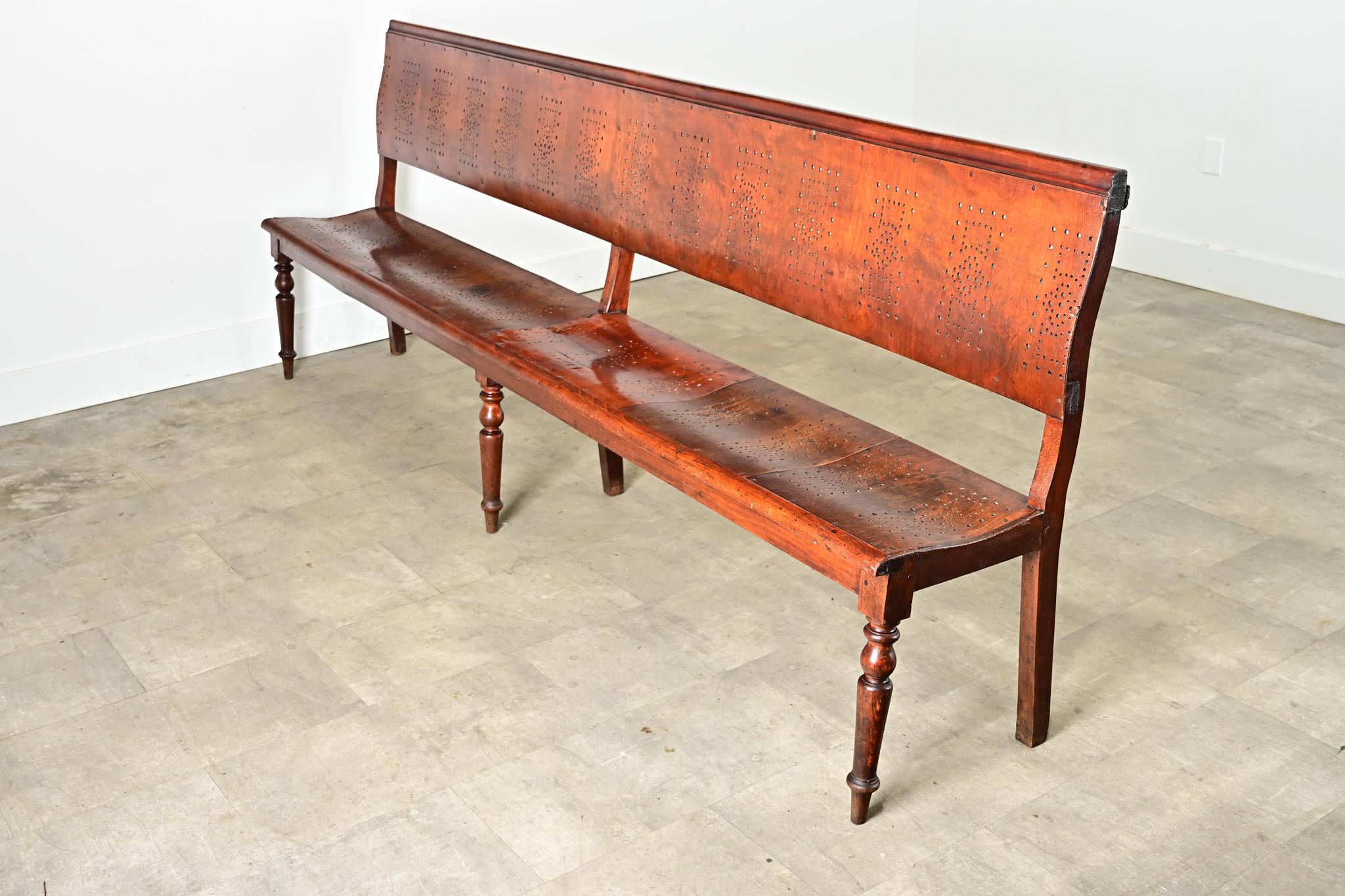 French 19th Century Bentwood Bench with Pierced Back For Sale 10