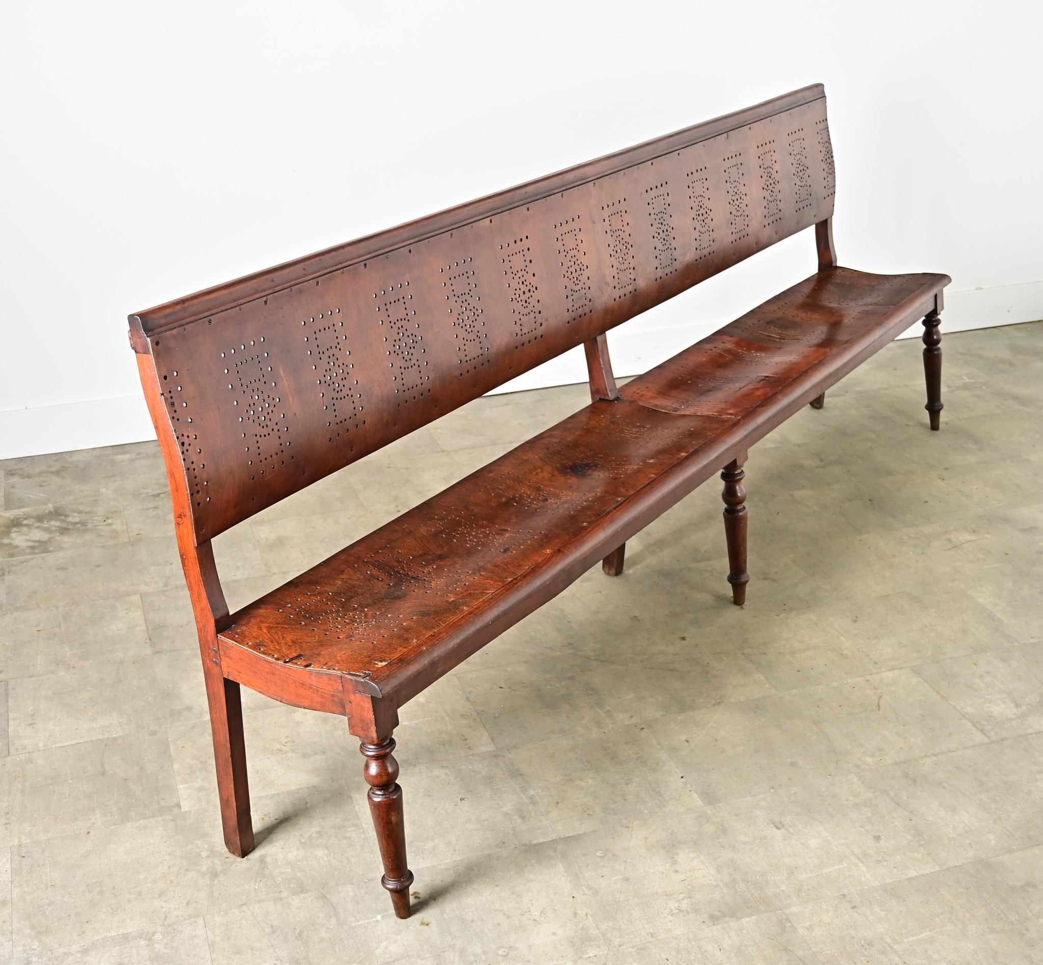 French 19th Century Bentwood Bench with Pierced Back For Sale 2