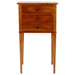 French 19th Century Biedermeier Period Side Table, Solid Cherrywood, 3 Drawers