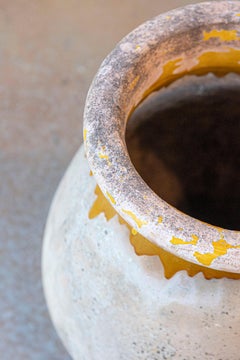 French 19th Century Biot Pottery Jar with Yellow Glaze and Dripping Effect