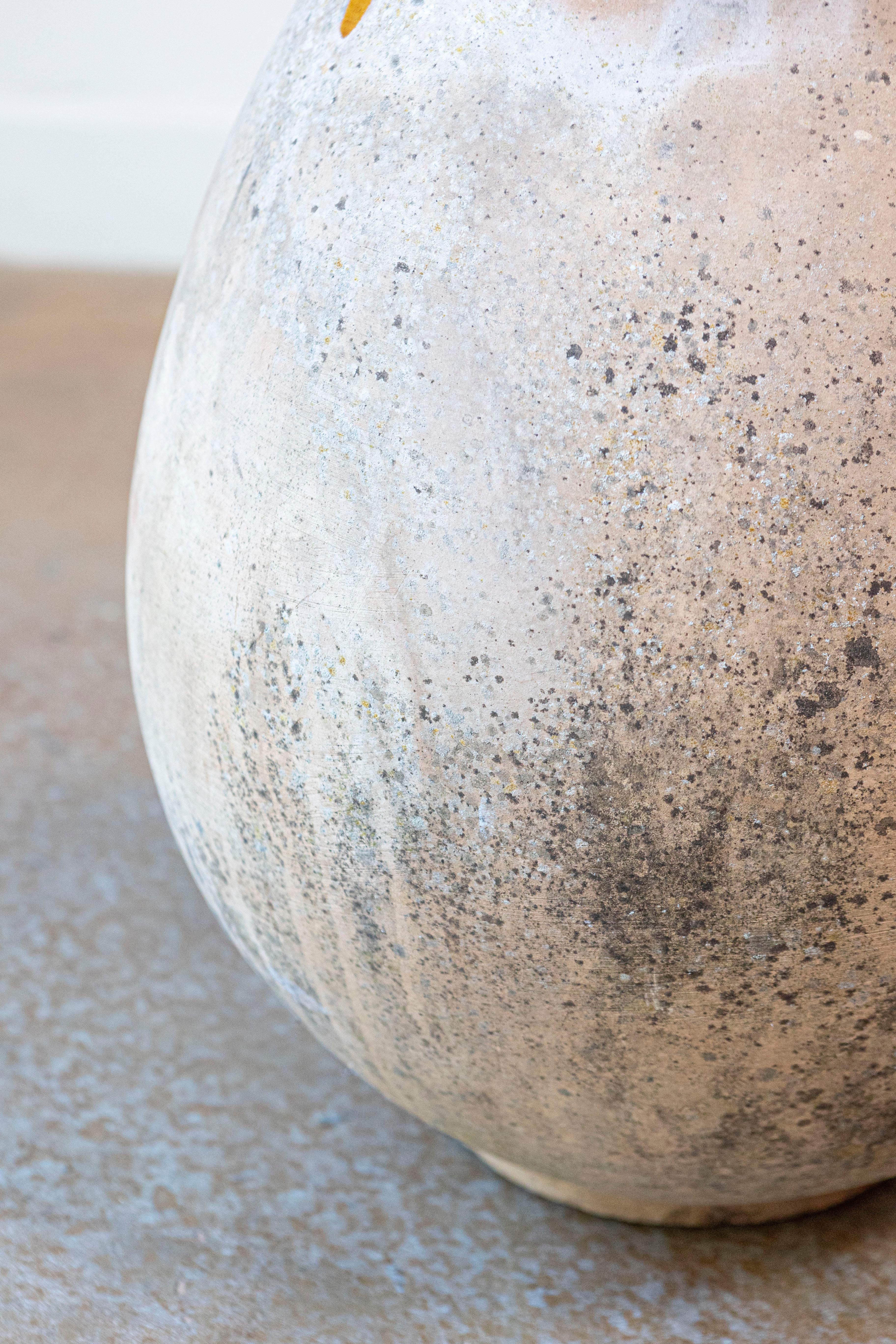 French 19th Century Biot Pottery Jar with Yellow Glaze and Dripping Effect 1