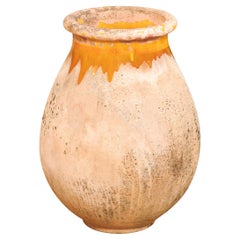 French 19th Century Biot Pottery Jar with Yellow Glaze and Dripping Effect